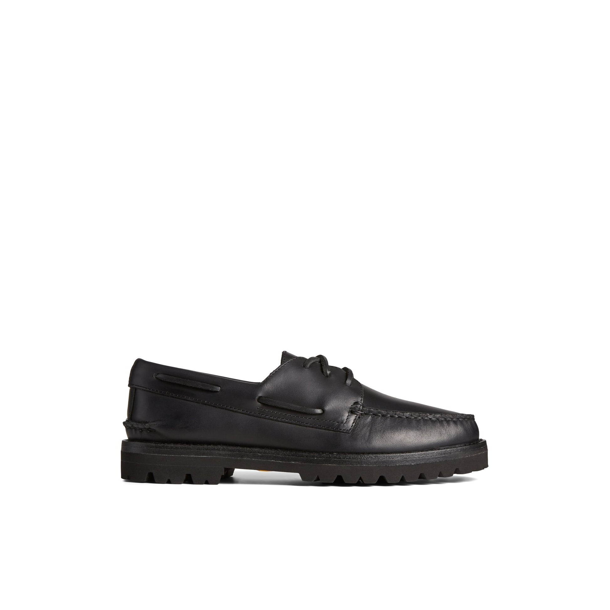 Main View of Black Unisex Authentic Original  3-Eye Vibram Boat Shoe Boat Shoes for Mens