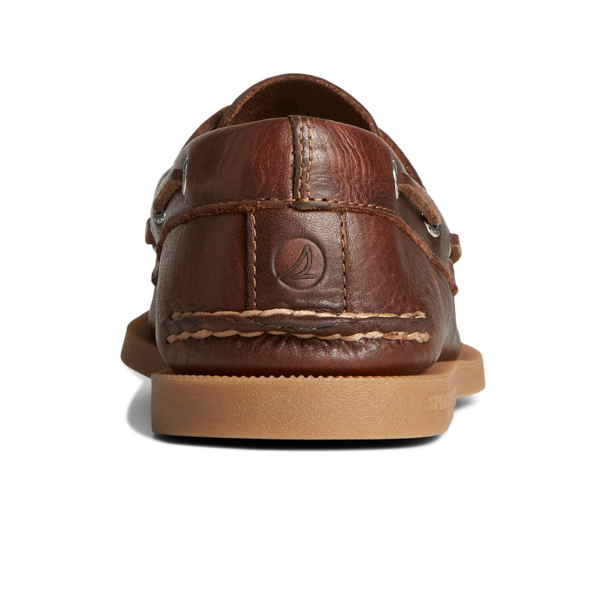Close-up of the Dark Beige Authentic Original™ Pull Up Leather Boat Shoe Boat Shoes