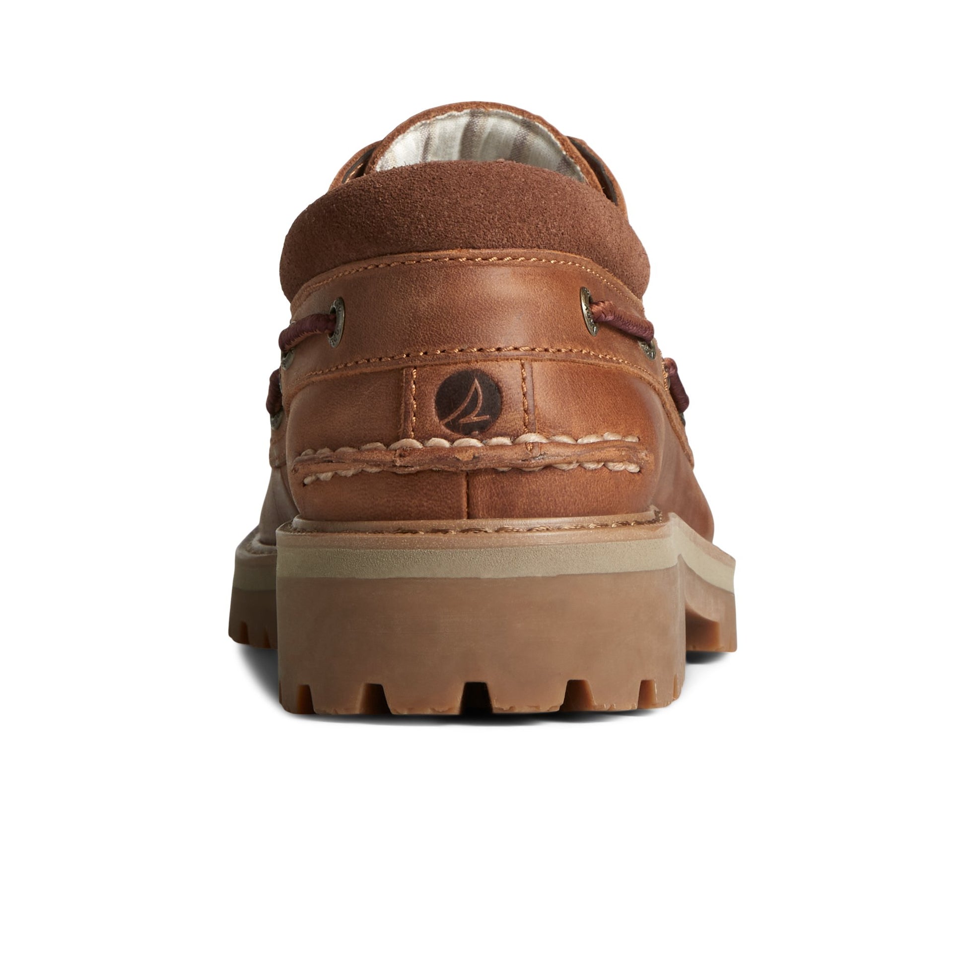 Close-up of the Medium Beige Authentic Original™ Unlined Lug 3-Eye Boat Shoe Boat Shoes