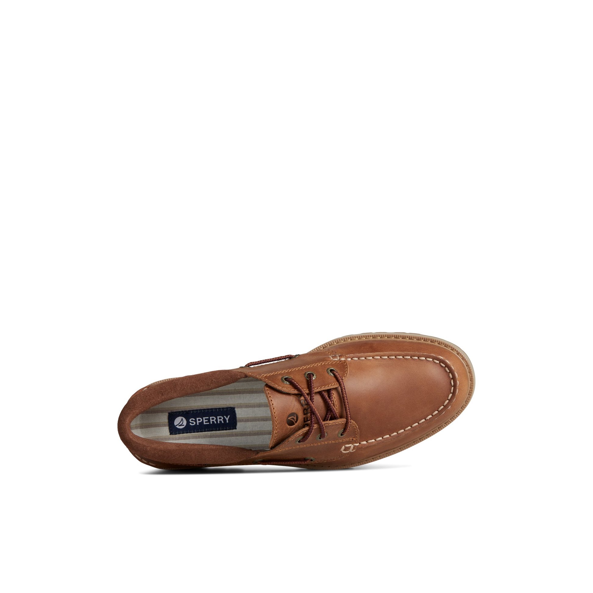Top-down view of the Medium Beige Authentic Original™ Unlined Lug 3-Eye Boat Shoe Boat Shoes