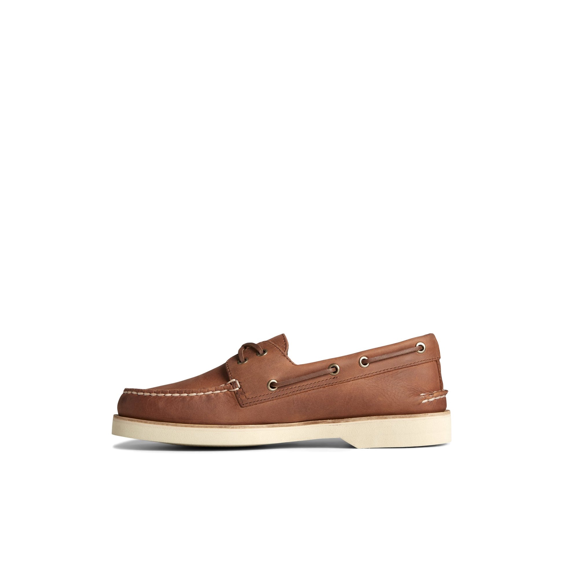 Side view of Dark Beige Authentic Original™ Double Sole Cross Lace Boat Shoe Boat Shoes