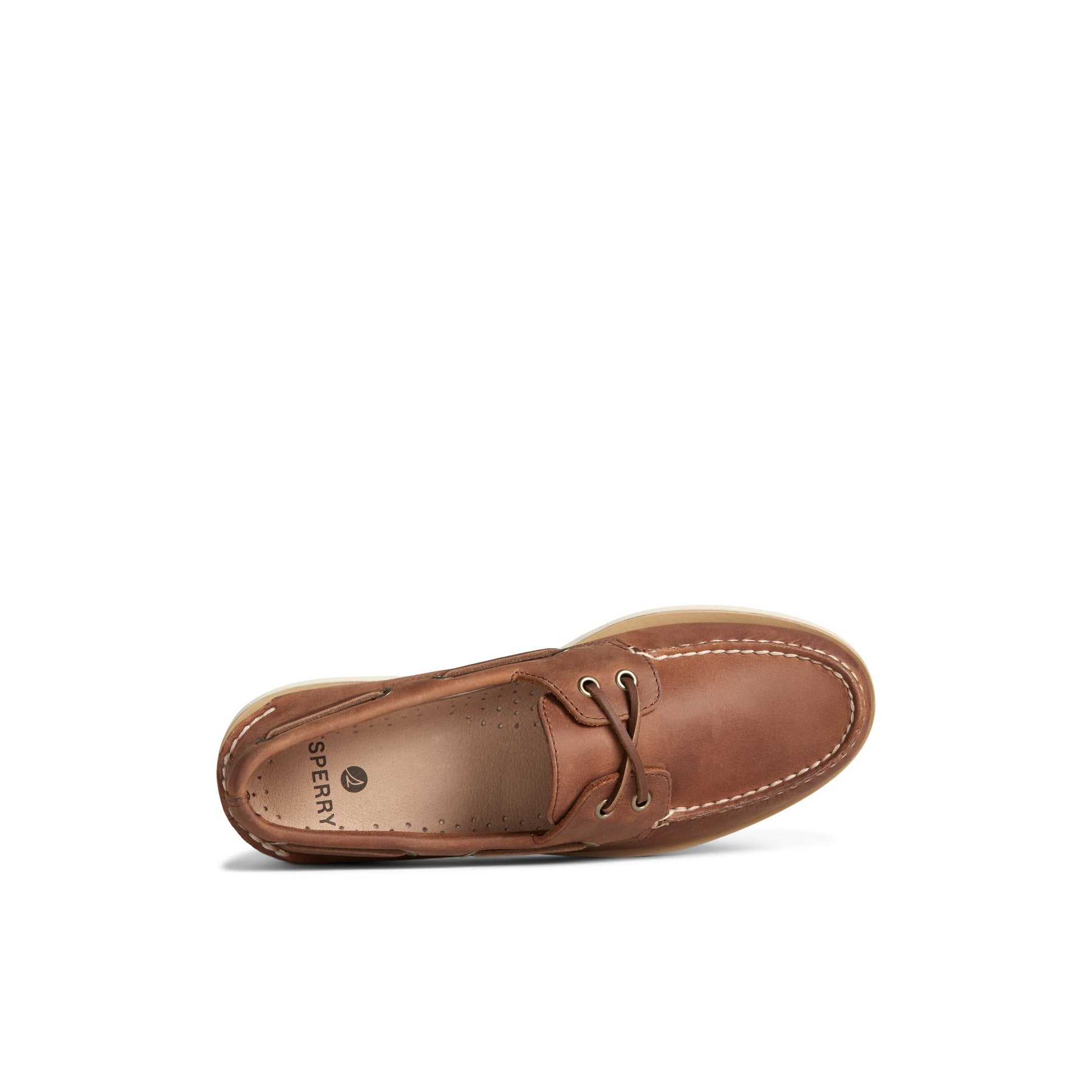 Top-down view of the Dark Beige Authentic Original™ Double Sole Cross Lace Boat Shoe Boat Shoes