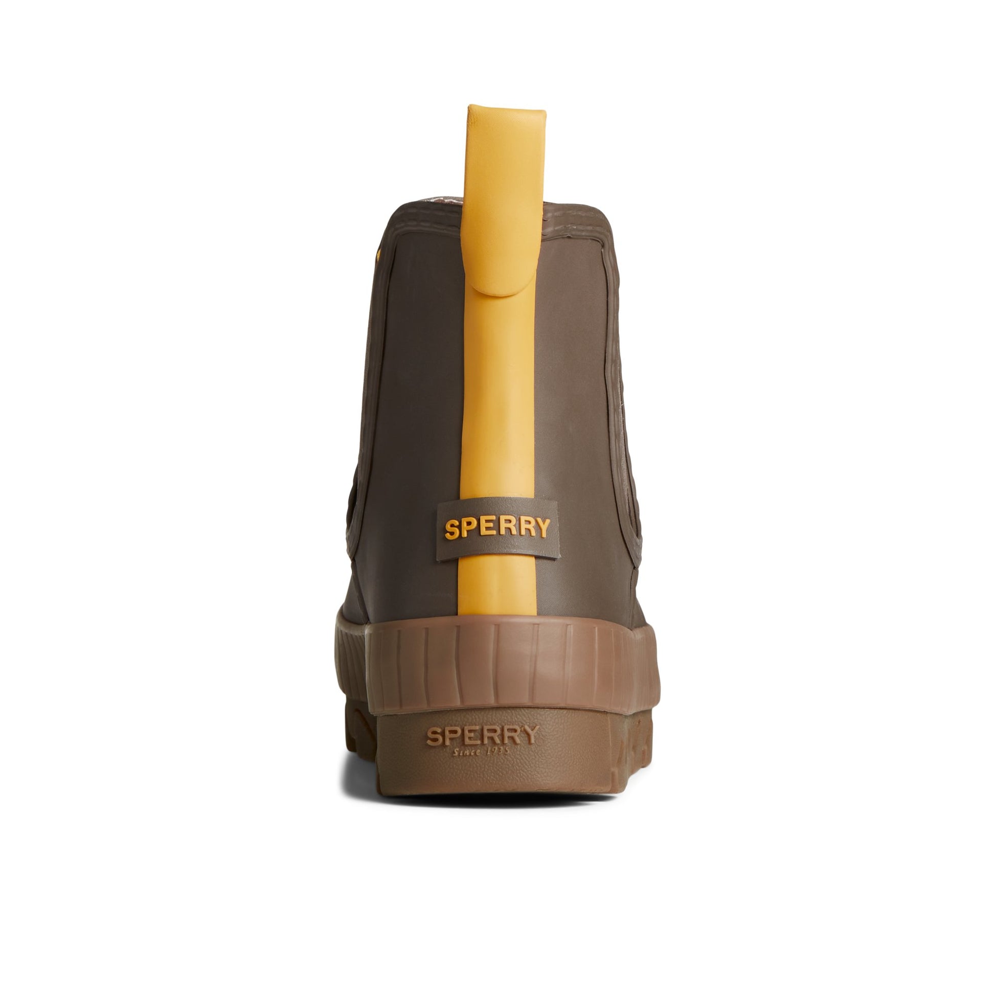 Close-up of the Brown Torrent Chelsea Waterproof Rain Boot Chelsea Rain Boot