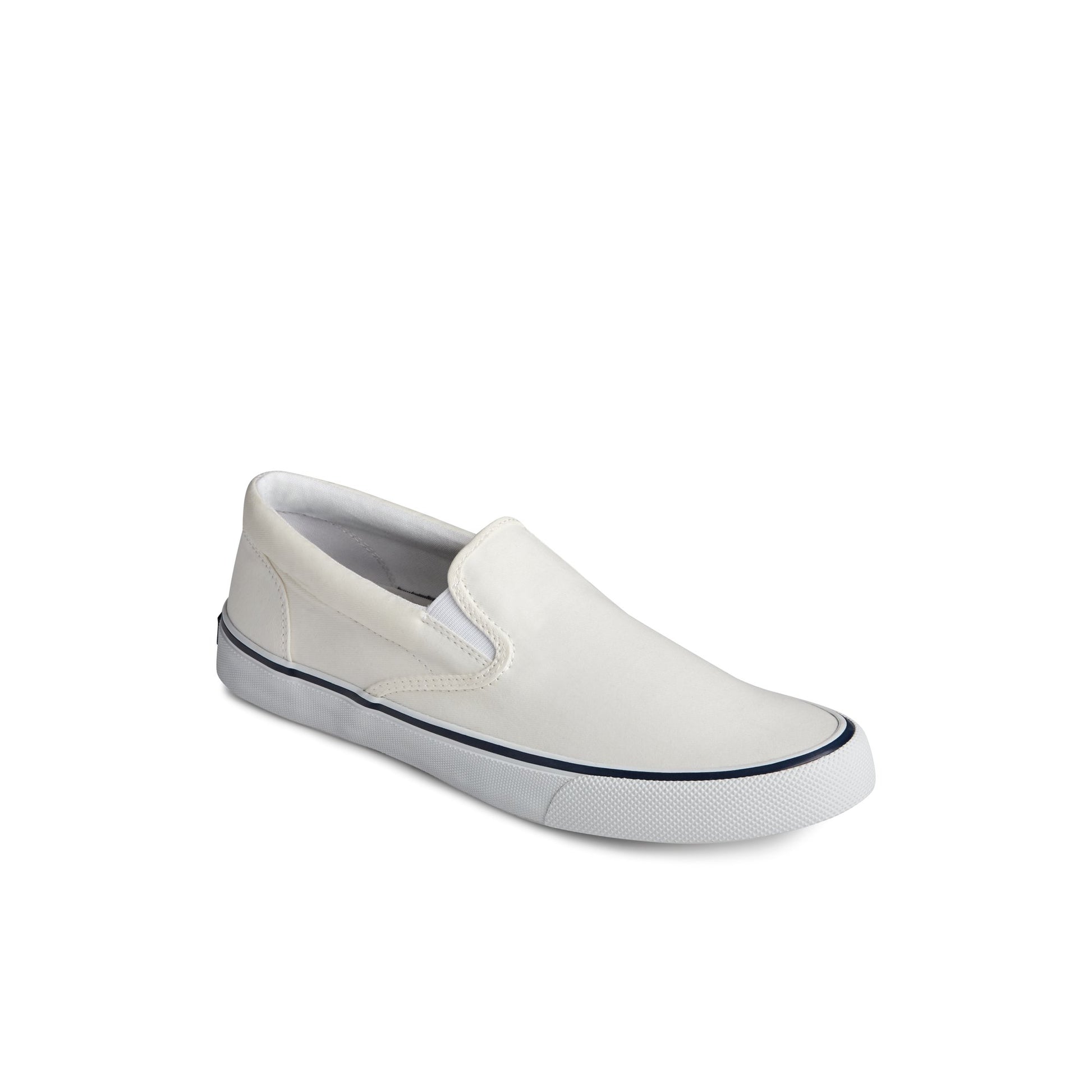 Three-quarter angle of White Striper II Slip On Sneaker Vulcanized Sneaker's front side
