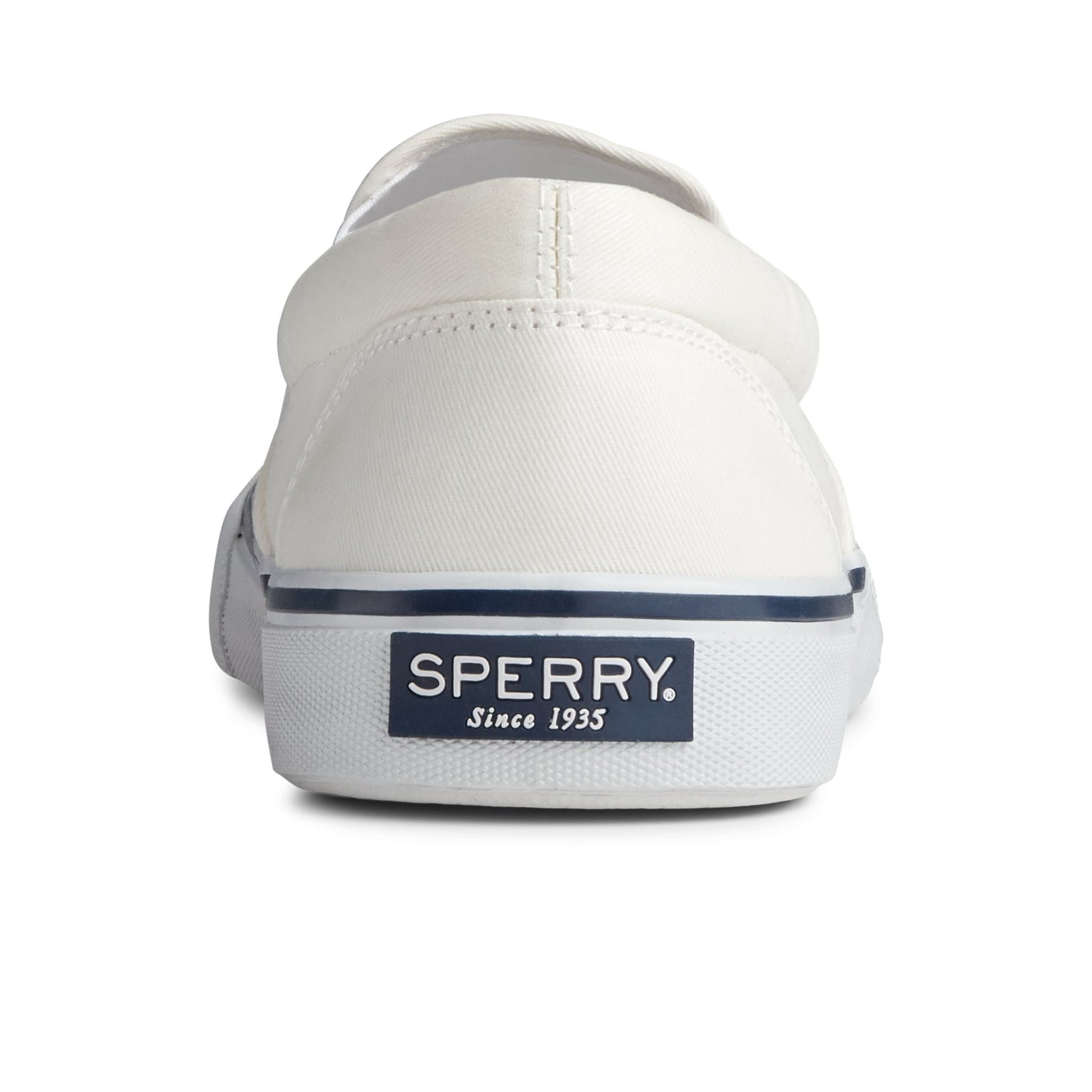 Close-up of the White Striper II Slip On Sneaker Vulcanized Sneaker