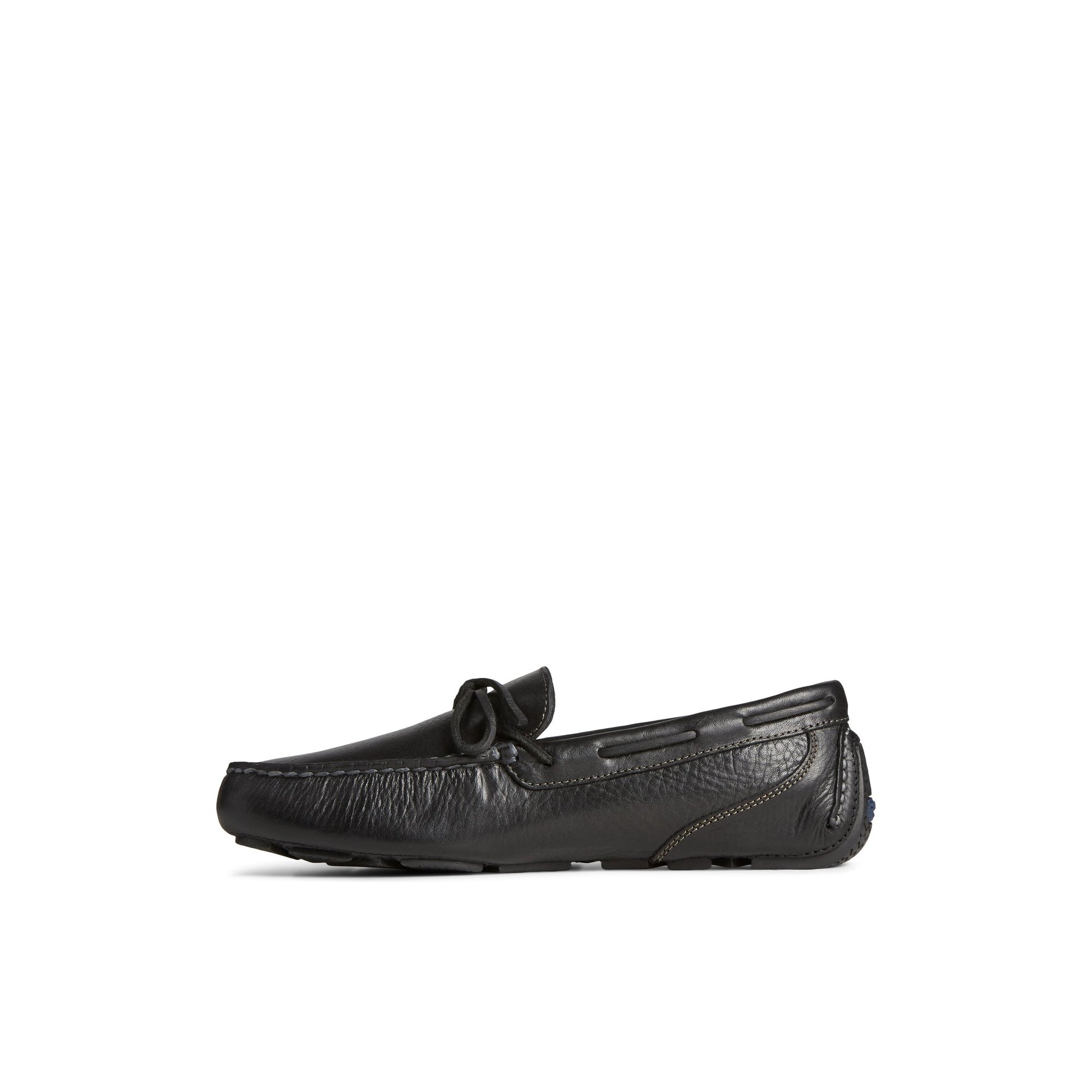 Side view of Black Davenport Pull Up Leather 1-Eye Driver Driver Loafer Casual Shoes