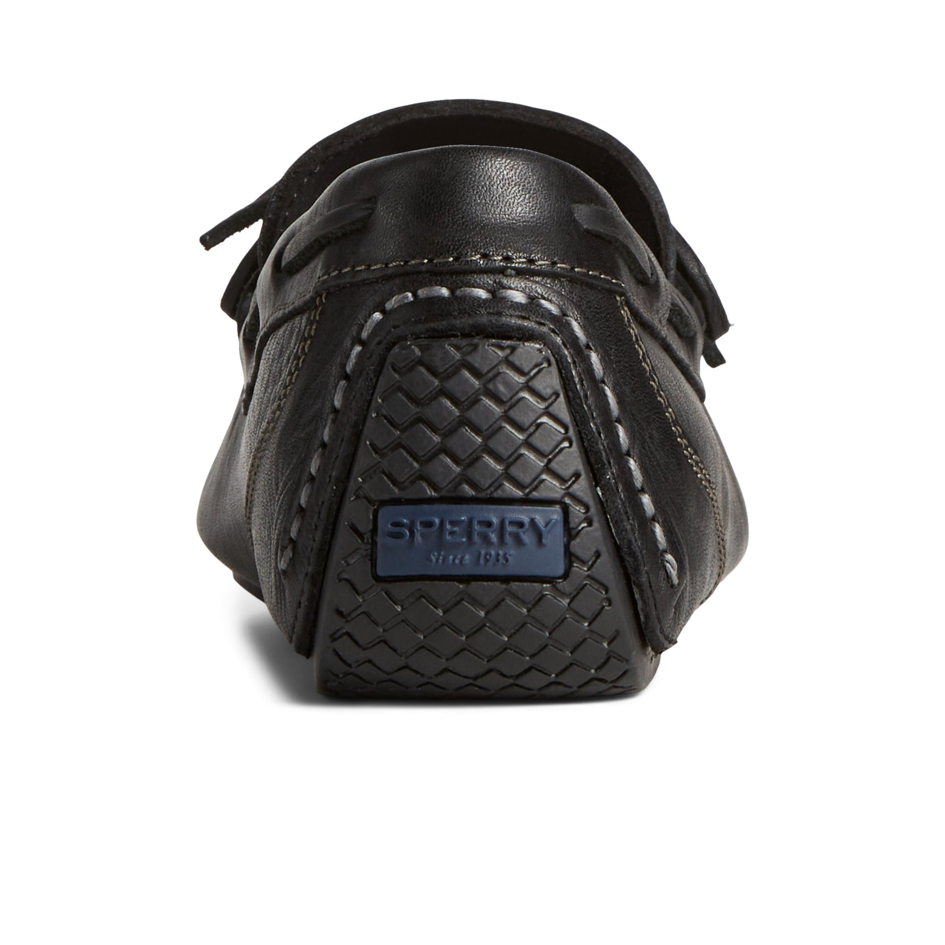 Close-up of the Black Davenport Pull Up Leather 1-Eye Driver Driver Loafer Casual Shoes