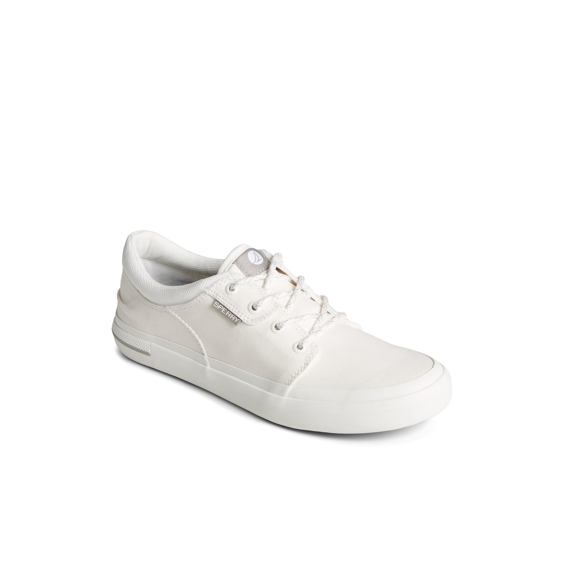 Three-quarter angle of White Crossjack Sneaker Vulcanized Sneaker's front side