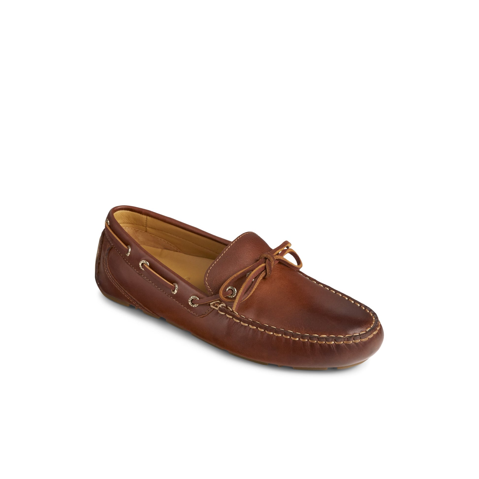 Three-quarter angle of Medium Beige Gold Cup™ Harpswell 1-Eye Driver Driver Loafer Casual Shoes's front side