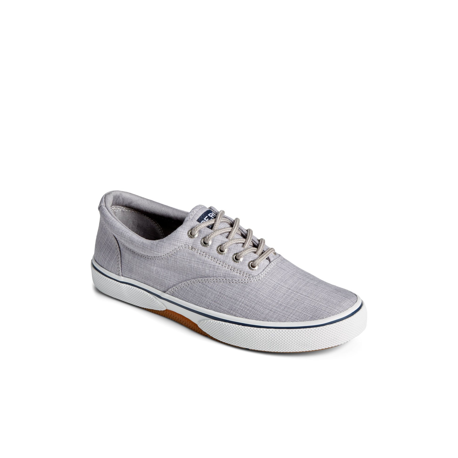 Three-quarter angle of Grey Halyard CVO Linen Sneaker Vulcanized Sneaker's front side