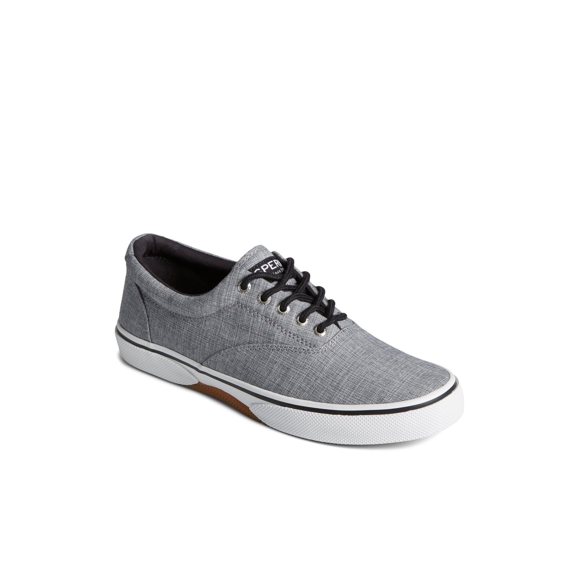Three-quarter angle of Black Halyard CVO Linen Sneaker Vulcanized Sneaker's front side