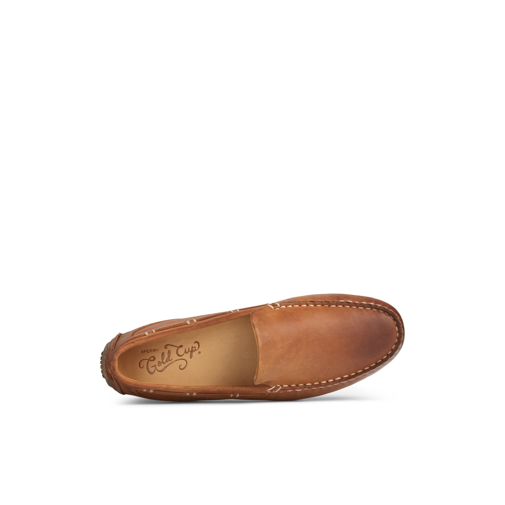 Top-down view of the Medium Beige Gold Cup™ Harpswell Driver Driver Loafer Casual Shoes
