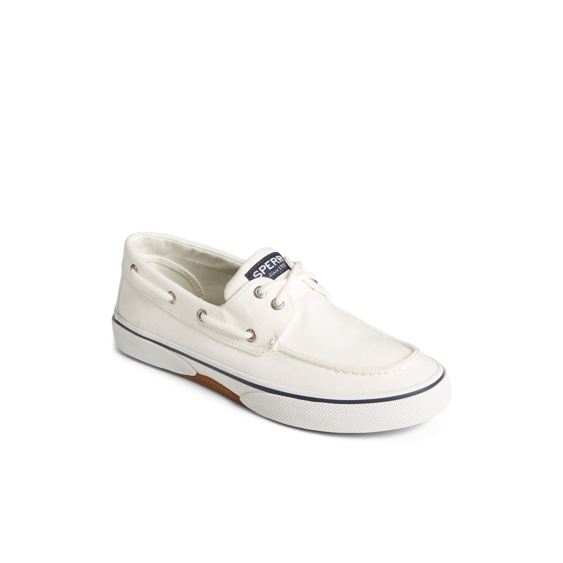 Three-quarter angle of White Halyard 2-Eye Boat Shoe Vulcanized Boat Shoe Sneaker's front side