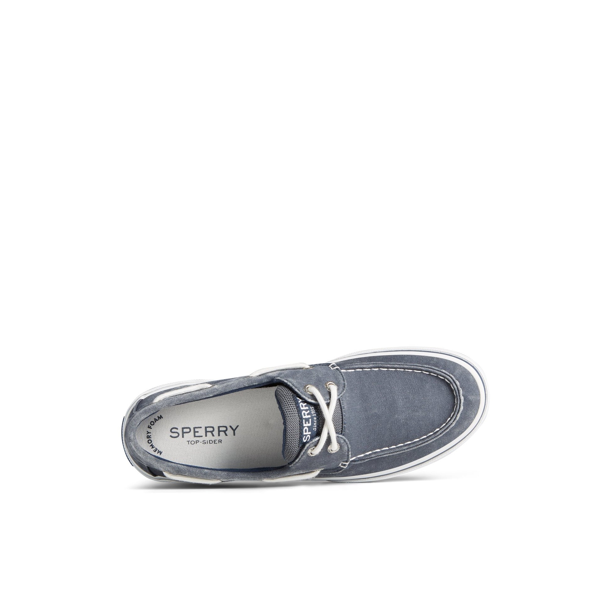 Top-down view of the Navy Halyard 2-Eye Salt Washed Boat Shoe Vulcanized Boat Shoe Sneaker