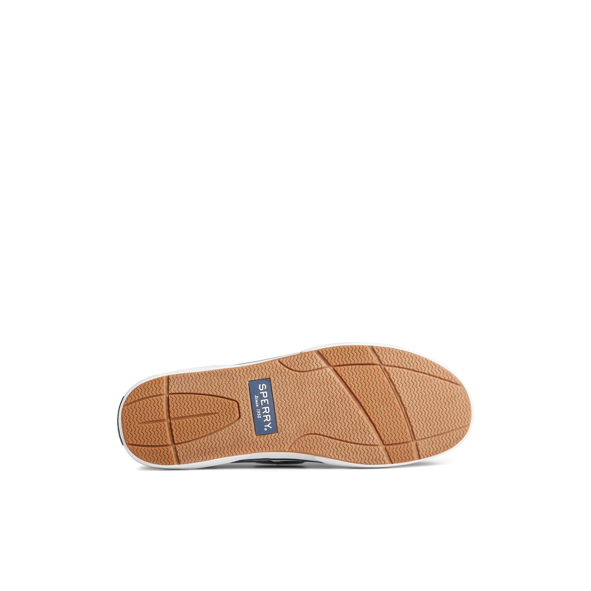 View of Navy Halyard 2-Eye Salt Washed Boat Shoe Vulcanized Boat Shoe Sneaker's sole
