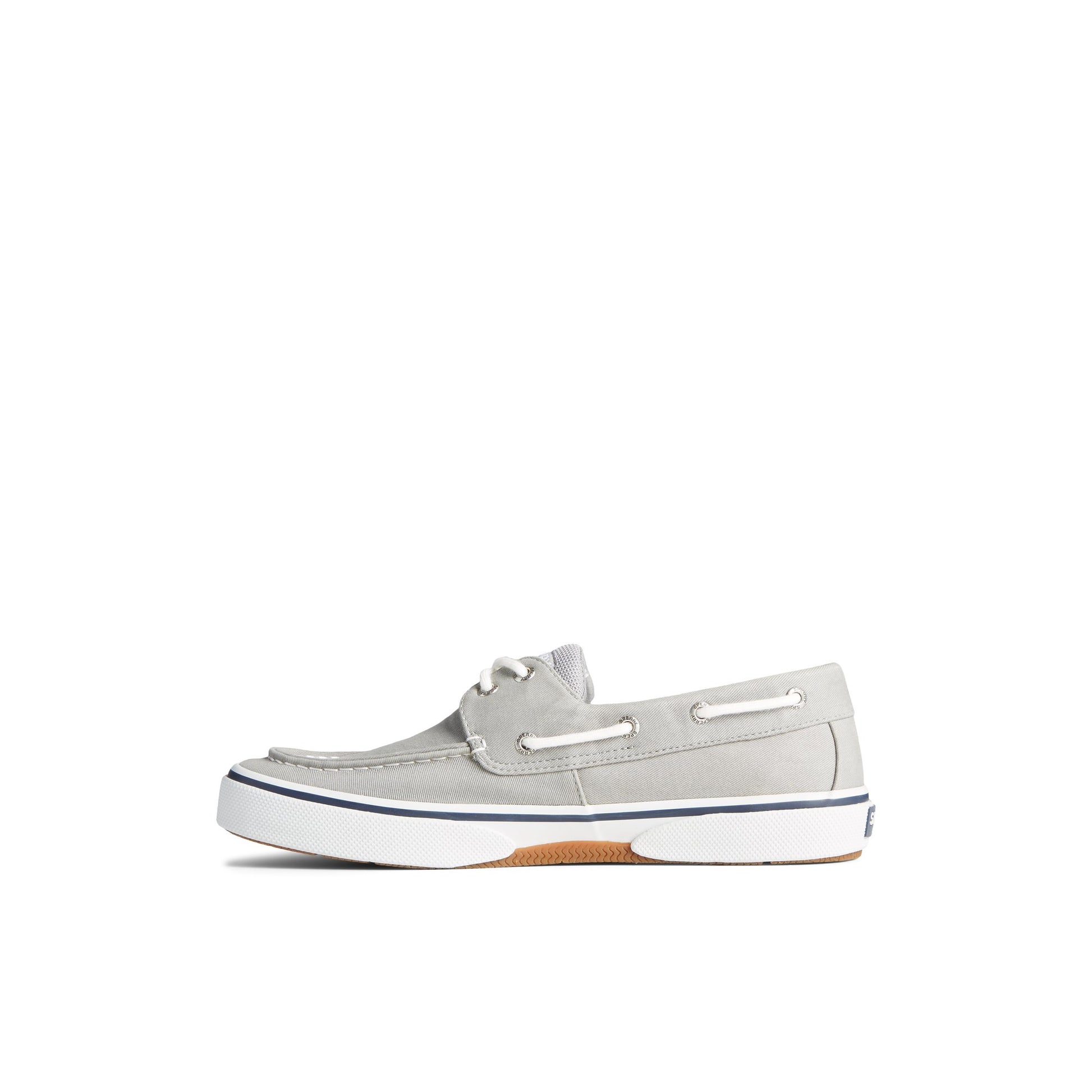 Side view of Grey Halyard 2-Eye Salt Washed Boat Shoe Vulcanized Boat Shoe Sneaker