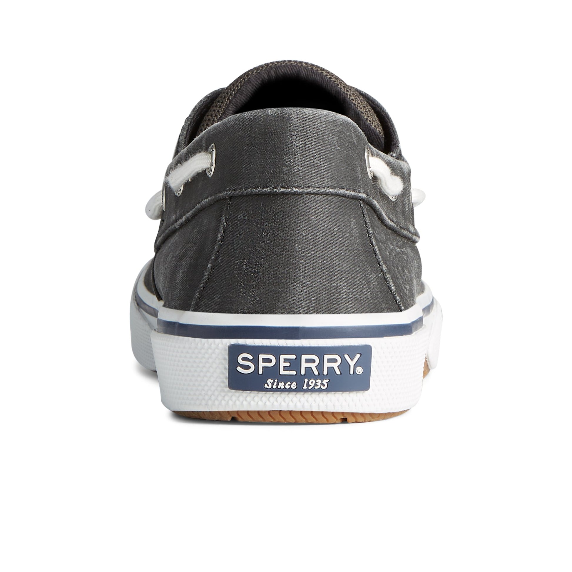 Close-up of the Black Halyard 2-Eye Salt Washed Boat Shoe Vulcanized Boat Shoe Sneaker