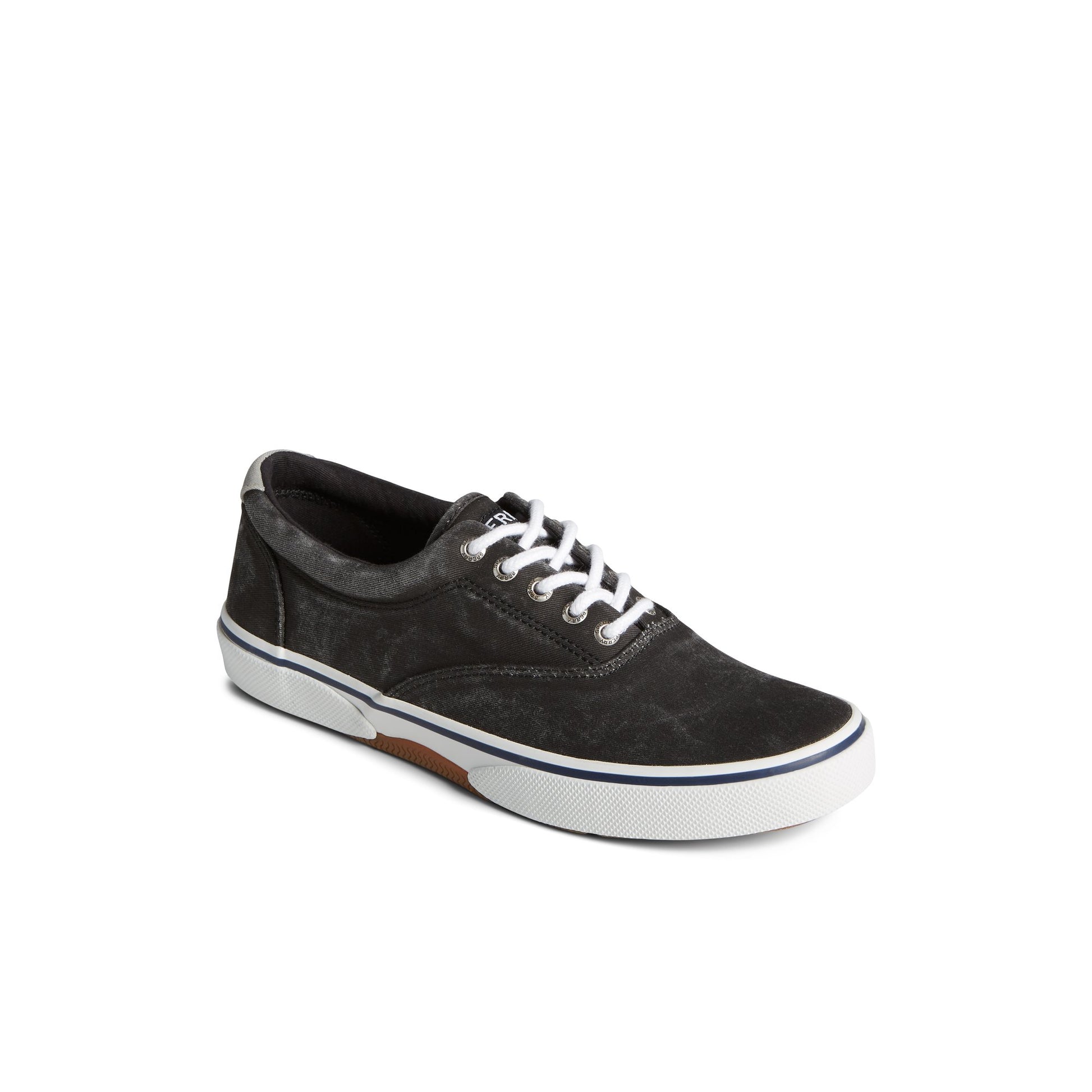 Three-quarter angle of Black Halyard CVO Salt Washed Sneaker Vulcanized Sneaker's front side
