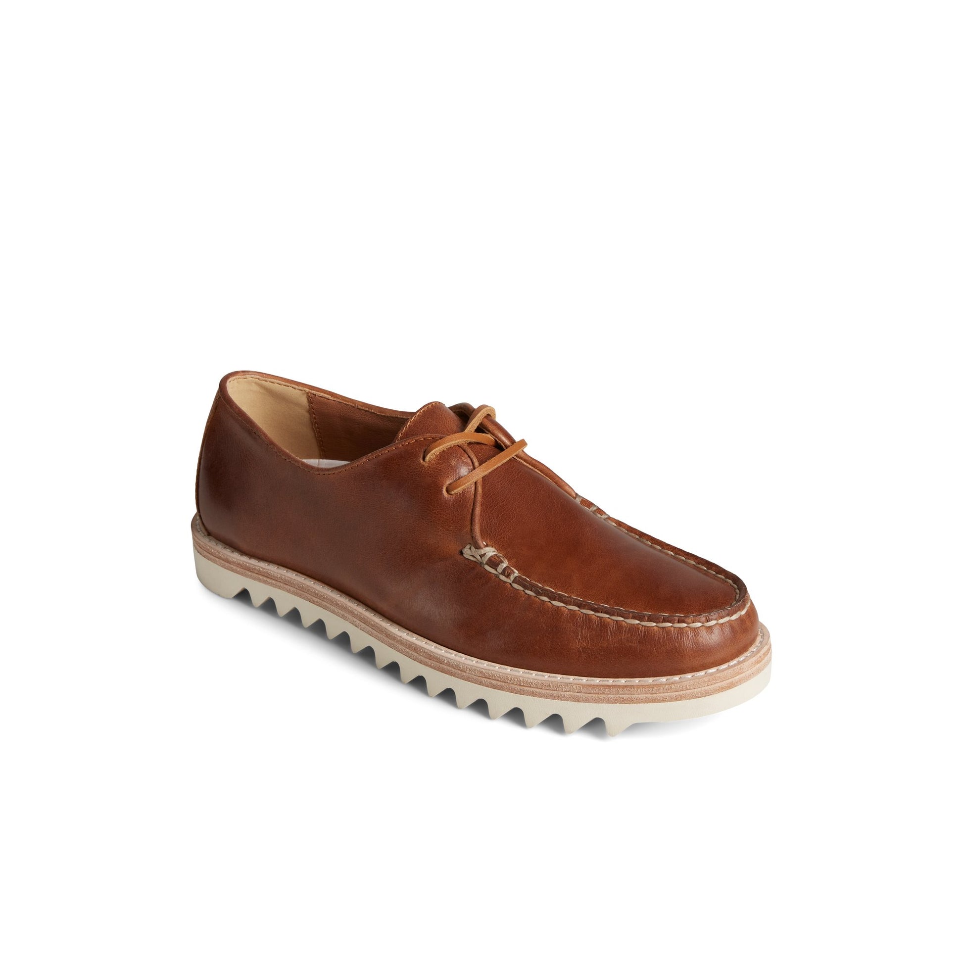 Three-quarter angle of Medium Beige Unisex Captain's Vibram Oxford Captain's Oxford Dress Shoes's front side