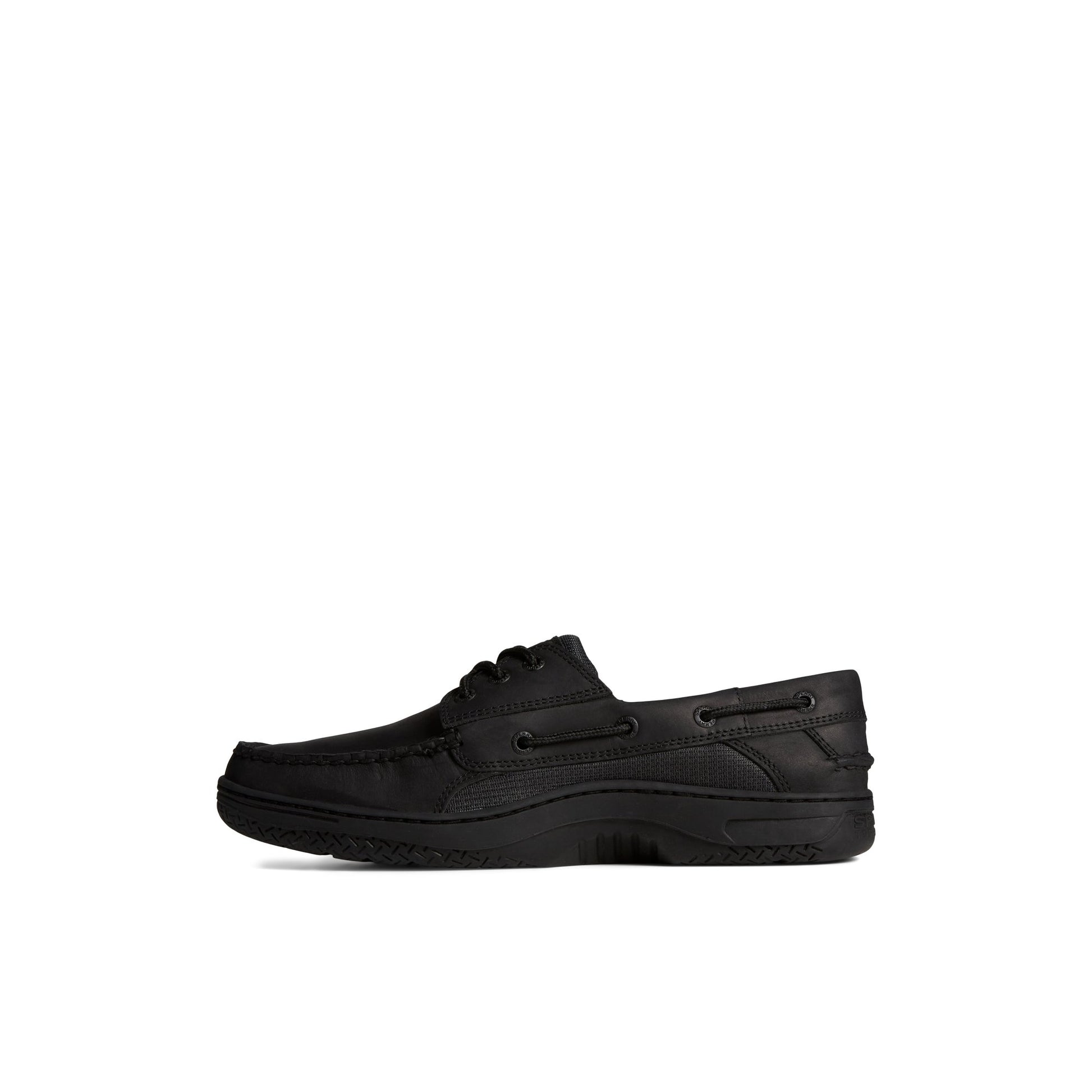 Side view of Black Billfish™ 3-Eye Leather Boat Shoe Boat Shoes