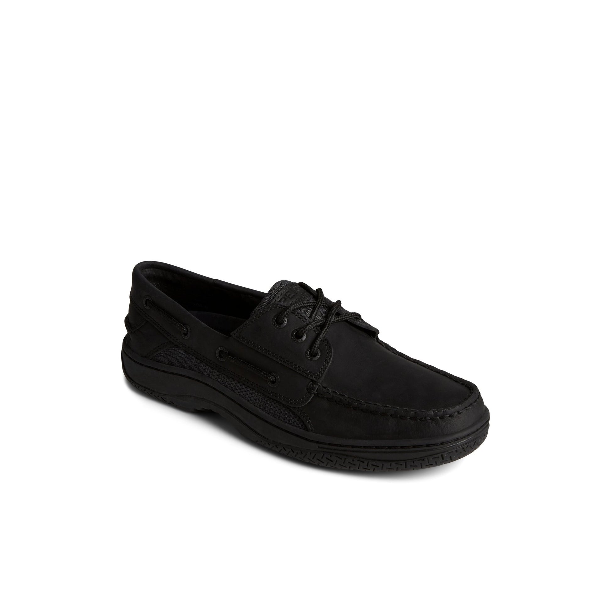 Three-quarter angle of Black Billfish™ 3-Eye Leather Boat Shoe Boat Shoes's front side