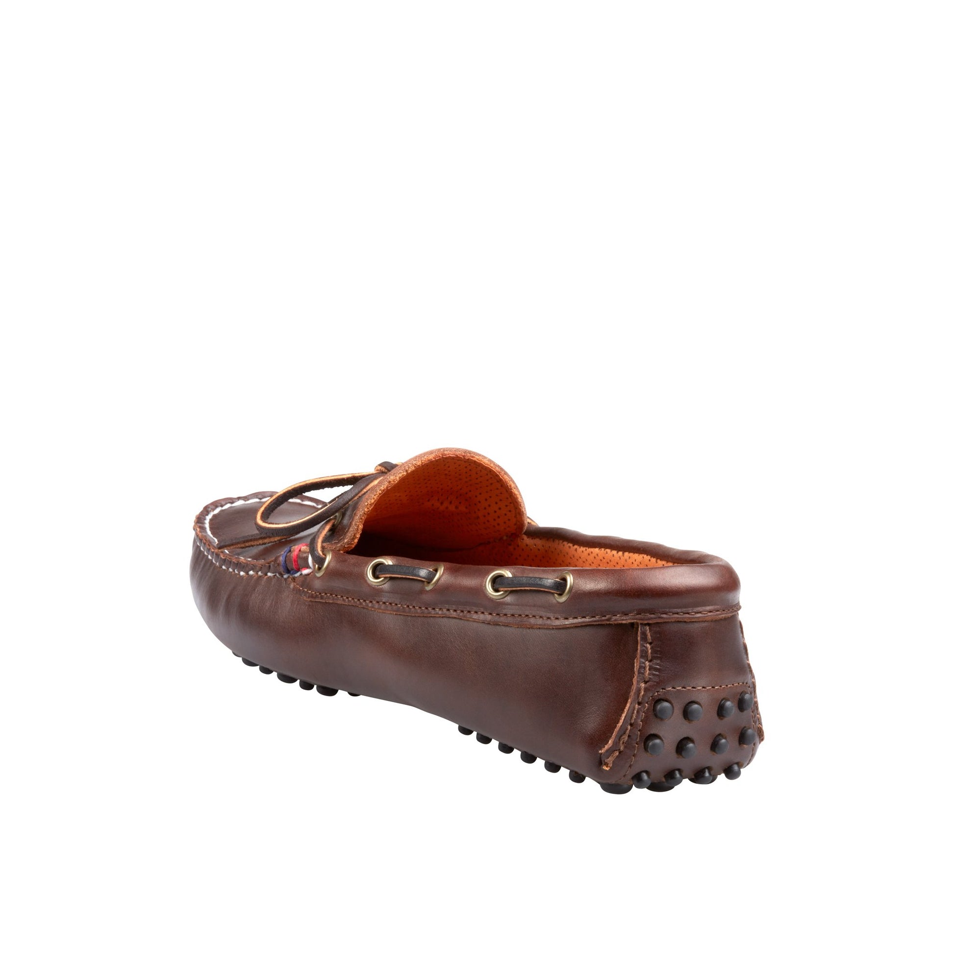 Close-up of the Brown Gold Cup™ Handcrafted in Maine 1-Eye Driver Driver Loafer Casual Shoes