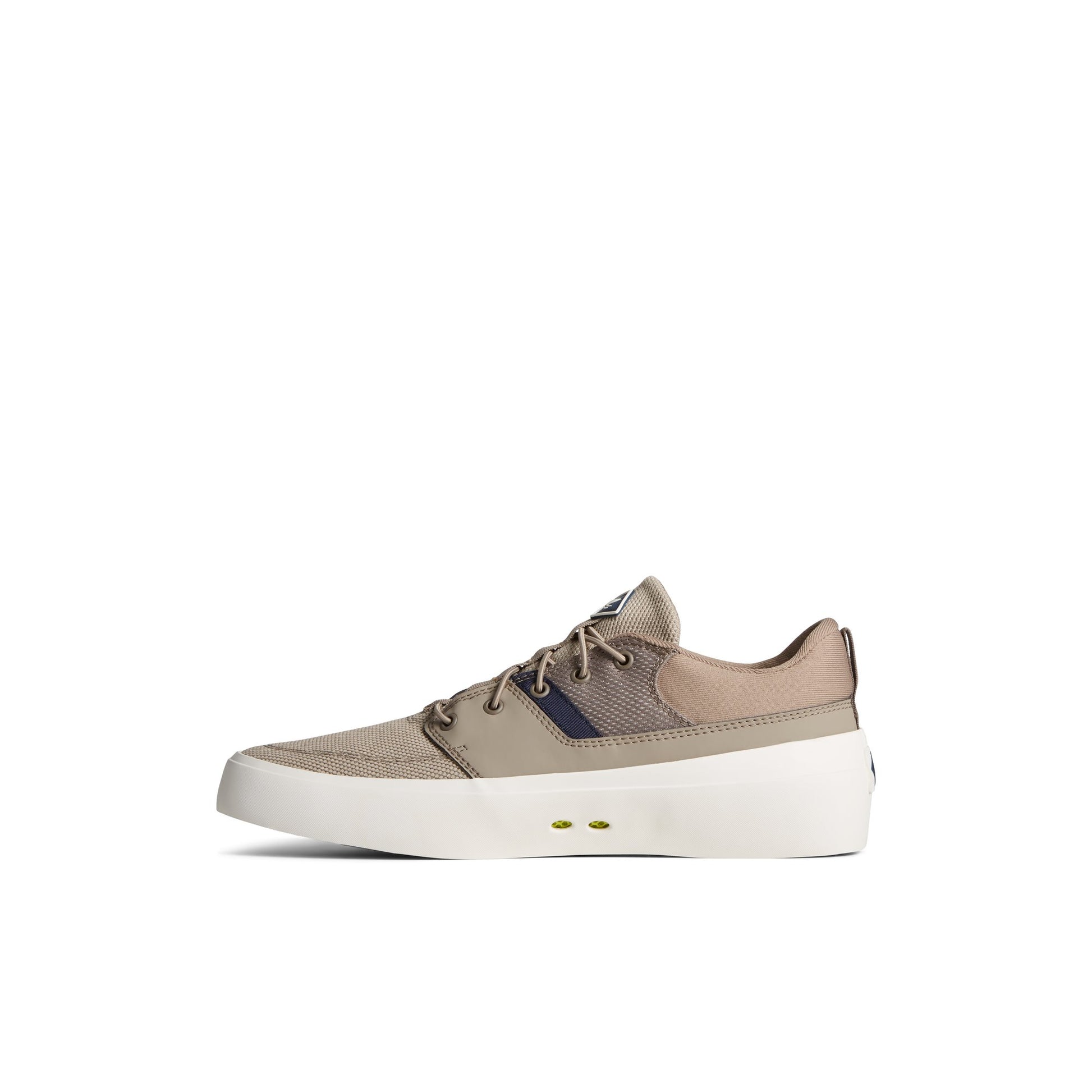 Side view of Medium Beige SeaCycled™ Fairlead Sneaker Vulcanized Sneaker