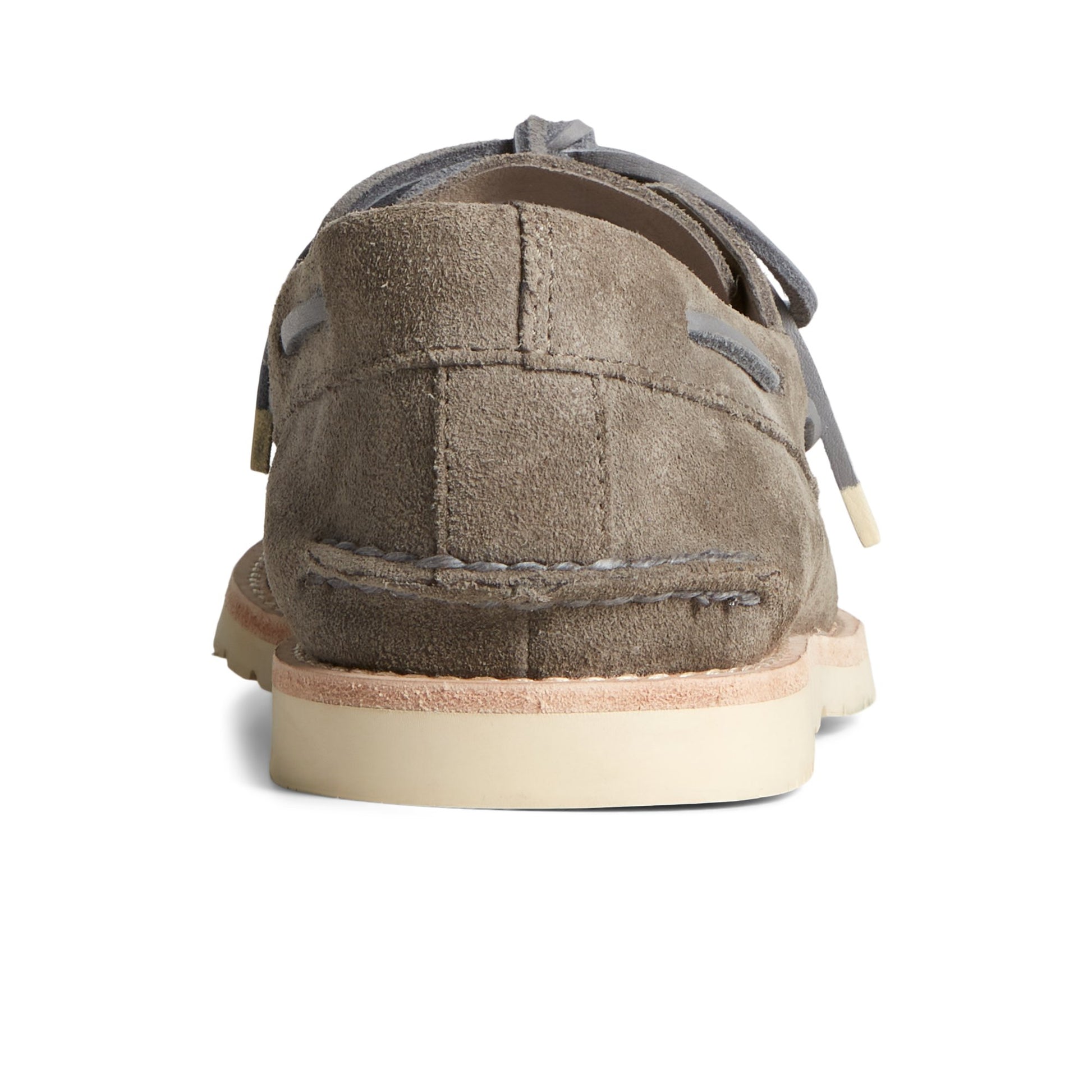 Close-up of the Grey Authentic Original™ Todd Snyder Boat Shoes