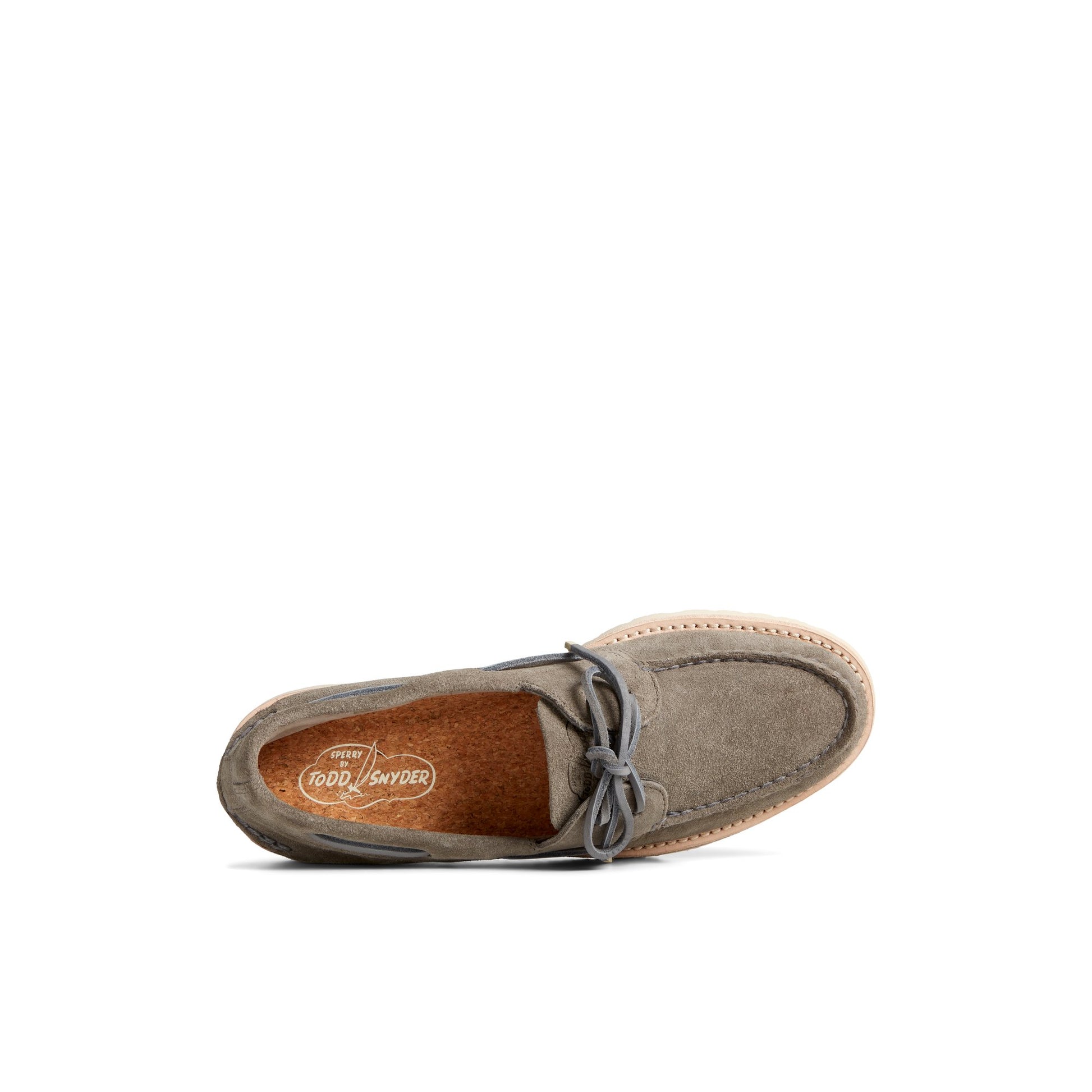 Top-down view of the Grey Authentic Original™ Todd Snyder Boat Shoes
