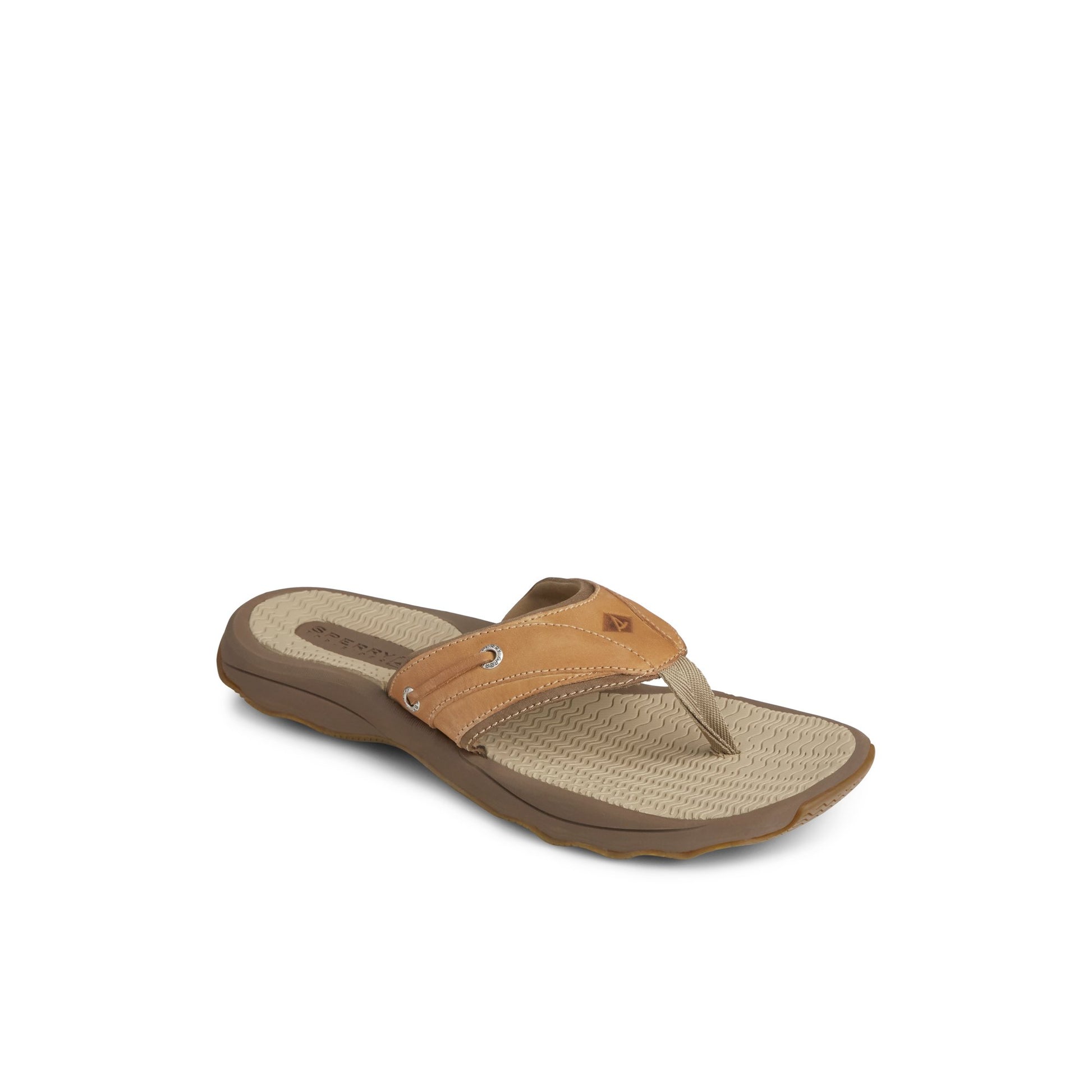 Three-quarter angle of Medium Beige Outer Banks Flip Flop Flip Flop Thong Sandals's front side