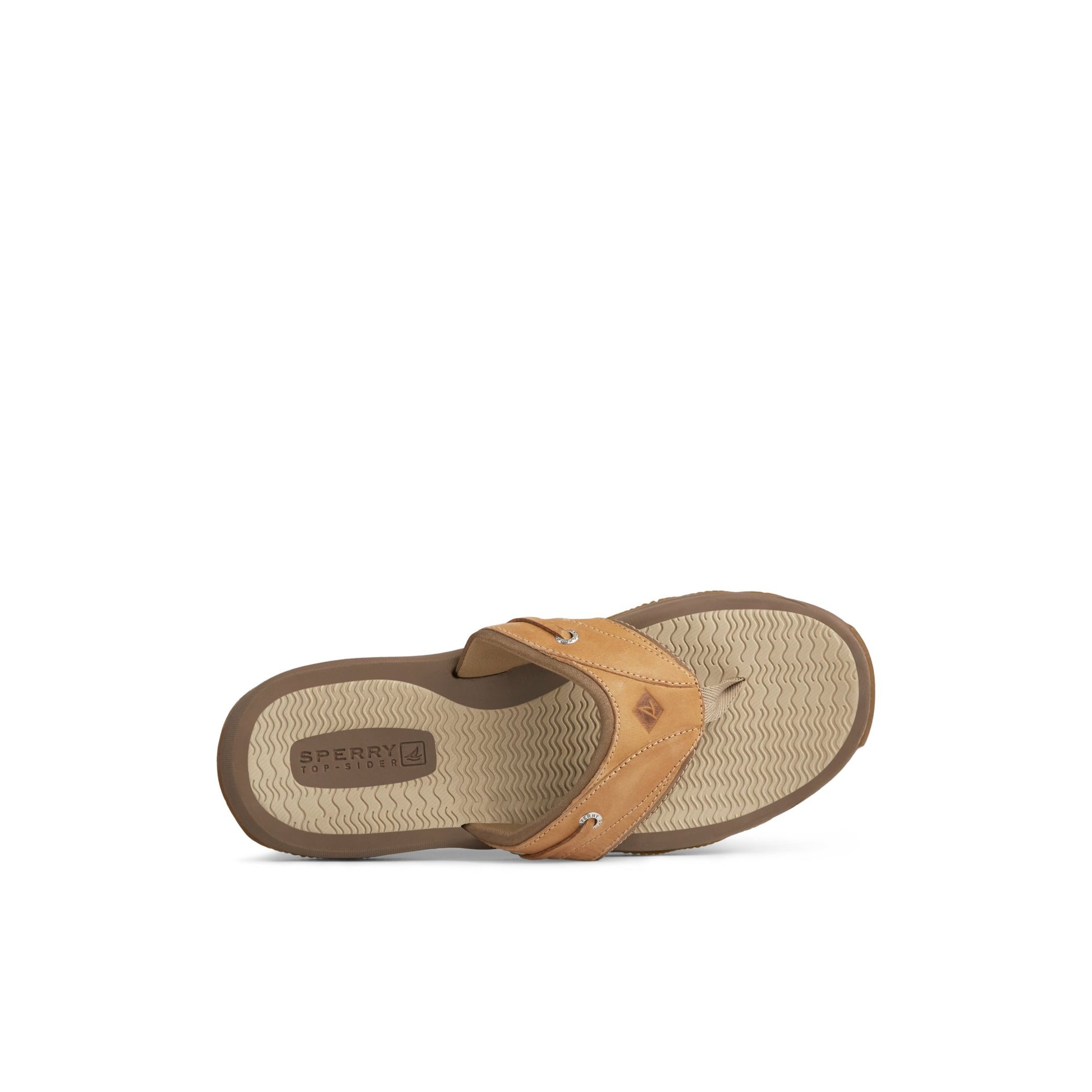 Top-down view of the Medium Beige Outer Banks Flip Flop Flip Flop Thong Sandals