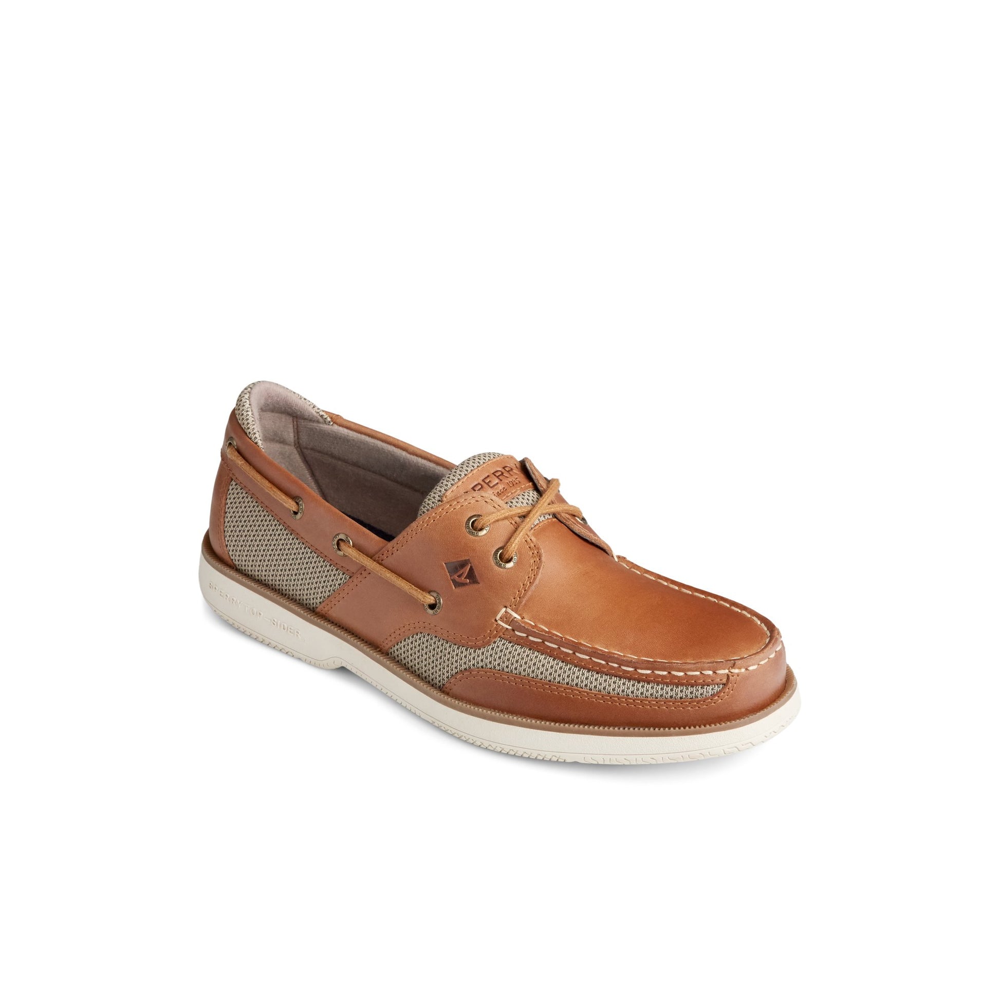 Three-quarter angle of Medium beige Surveyor 2-Eye Boat Shoe Boat Shoes's front side