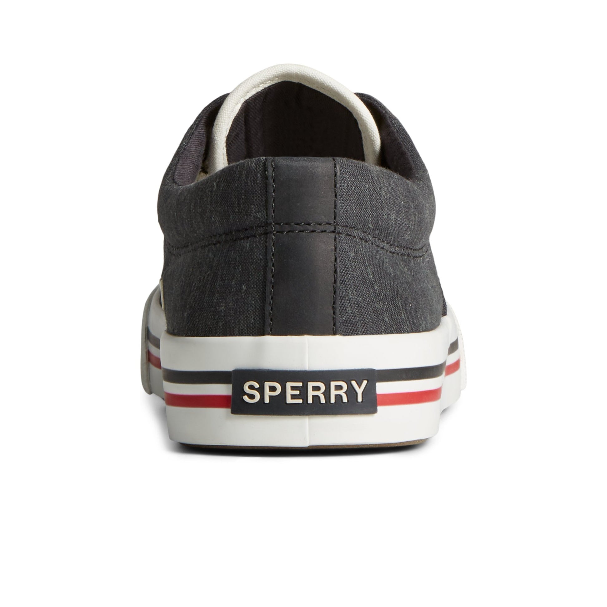 Close-up of the Black Striper II Linen CVO Sneaker Vulcanized Sneaker