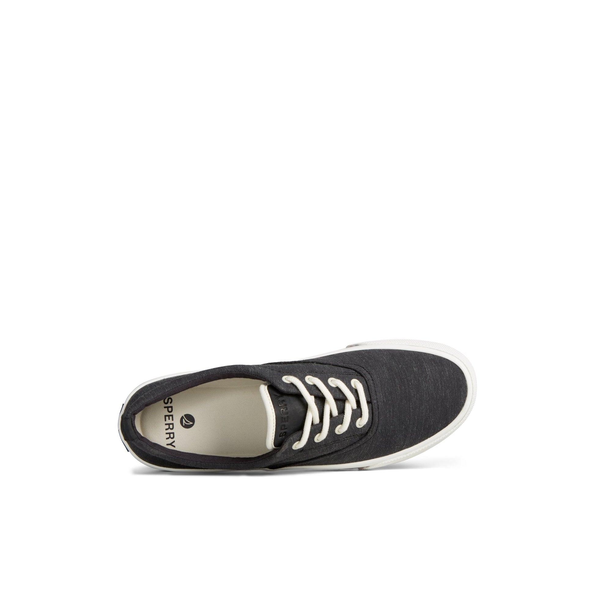 Top-down view of the Black Striper II Linen CVO Sneaker Vulcanized Sneaker