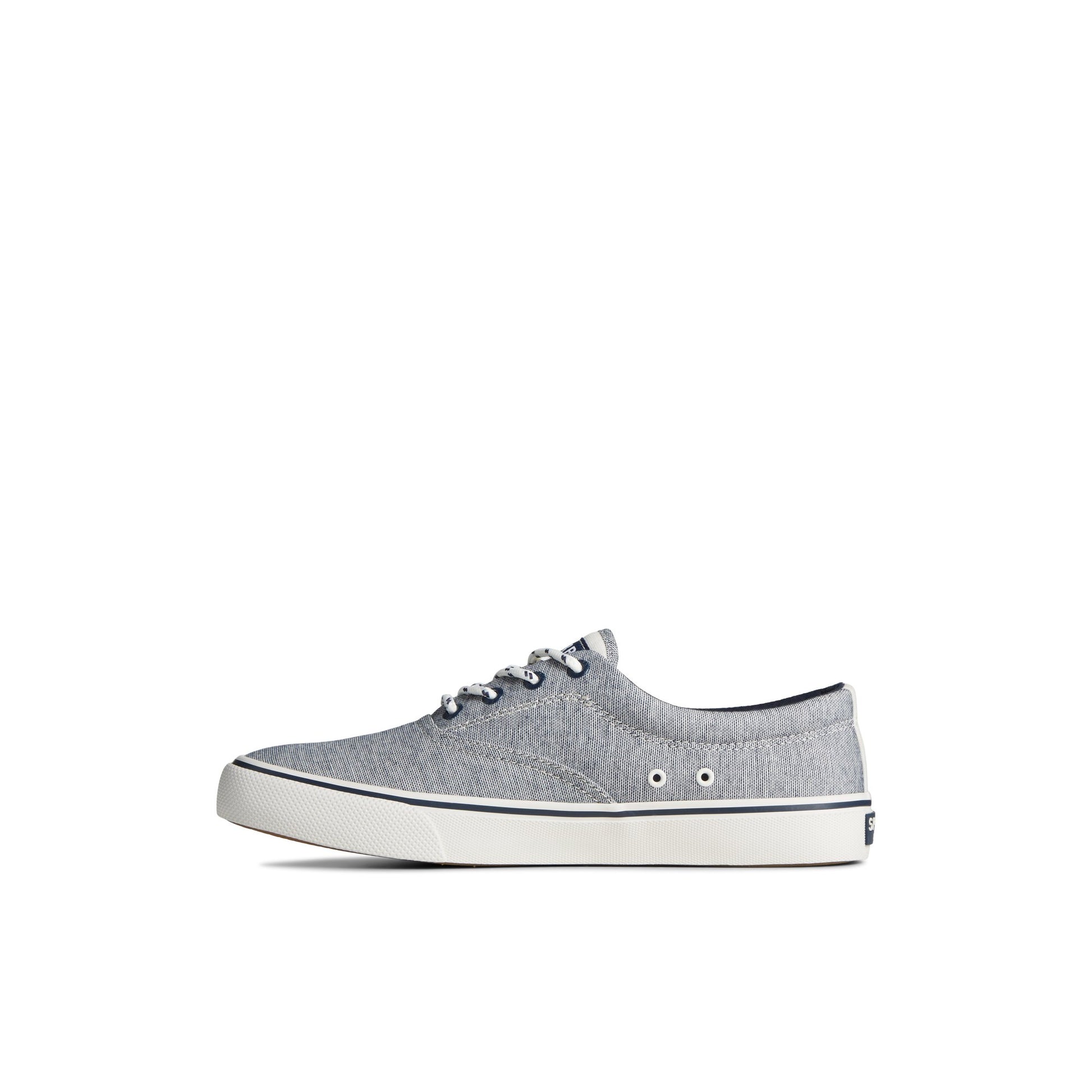 Side view of Navy Striper II Chambray Sneaker Vulcanized Sneaker