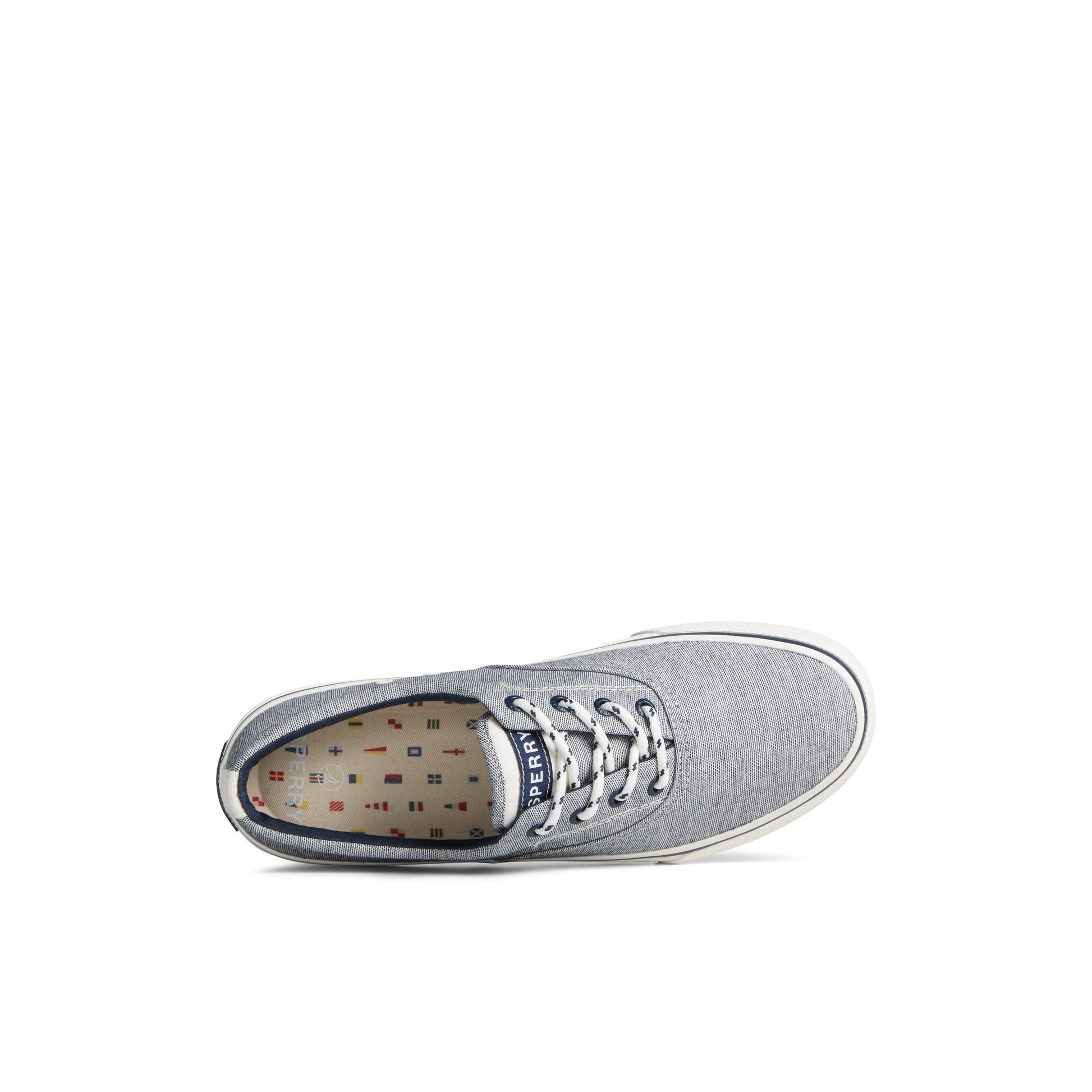 Top-down view of the Navy Striper II Chambray Sneaker Vulcanized Sneaker