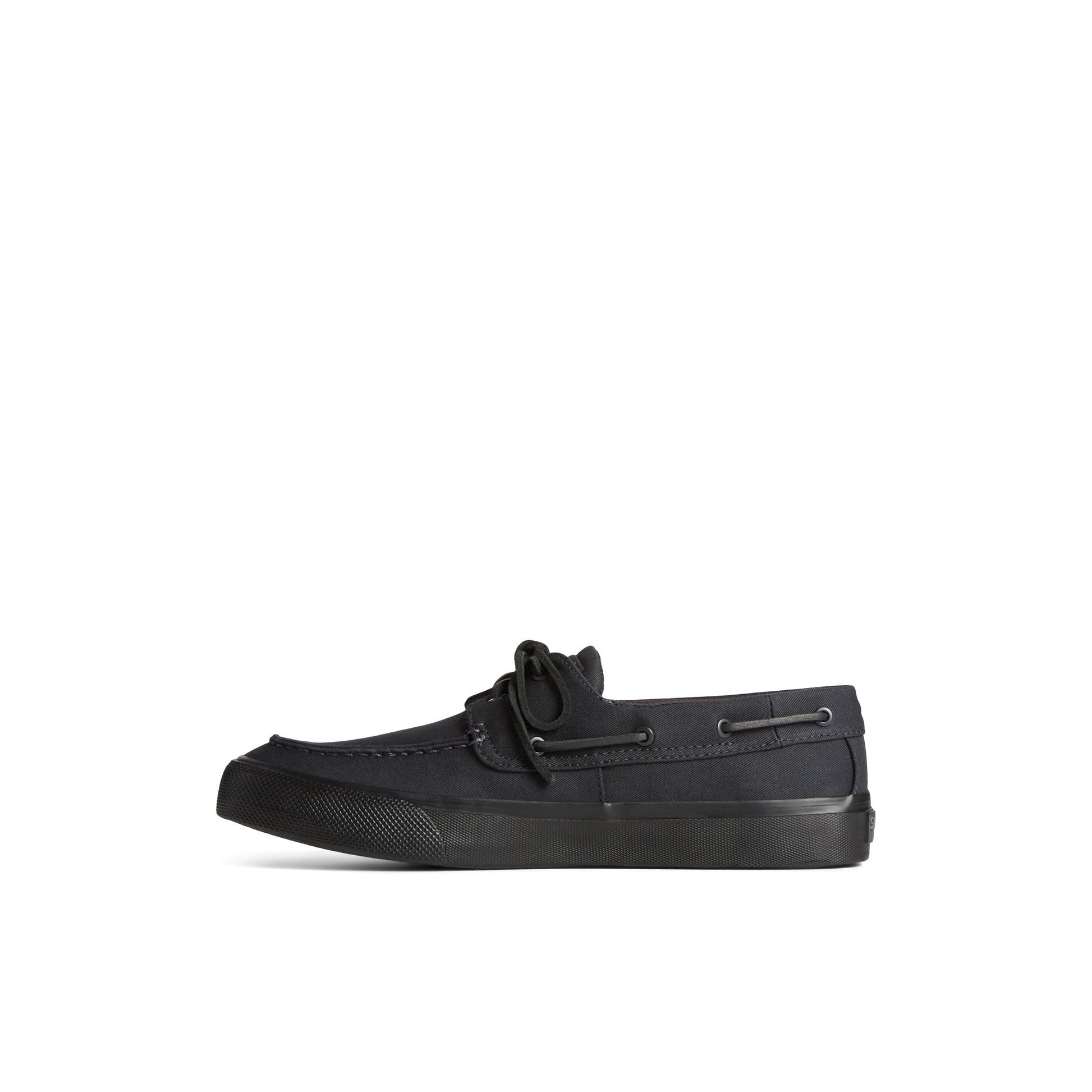 Side view of Black SeaCycled™ Bahama II Sneaker Vulcanized Boat Shoe Sneaker