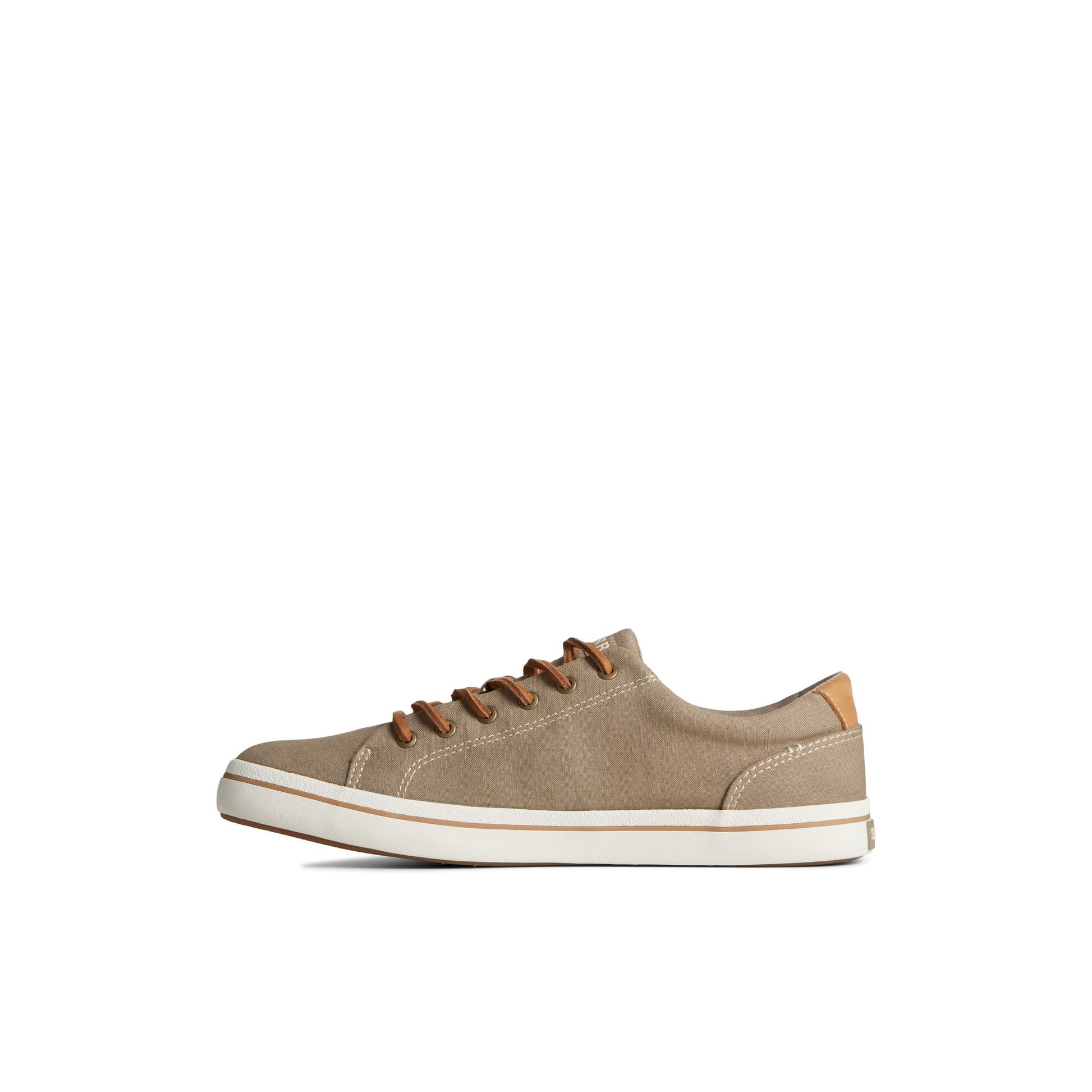 Side view of Medium Beige Striper II Linen LTT Sneaker Sneakers