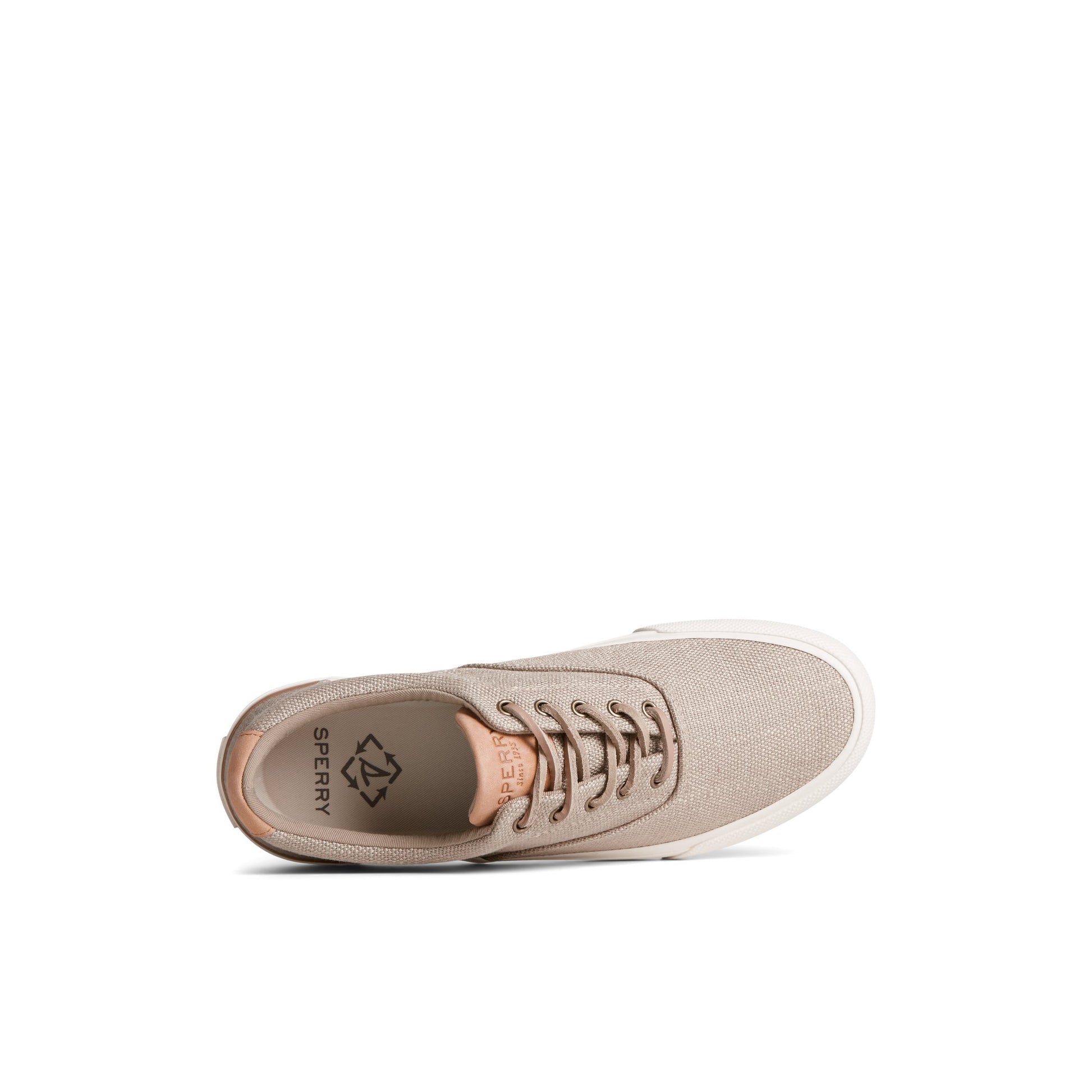 Top-down view of the Medium Beige SeaCycled™ Striper II CVO Baja Sneaker Vulcanized Sneaker