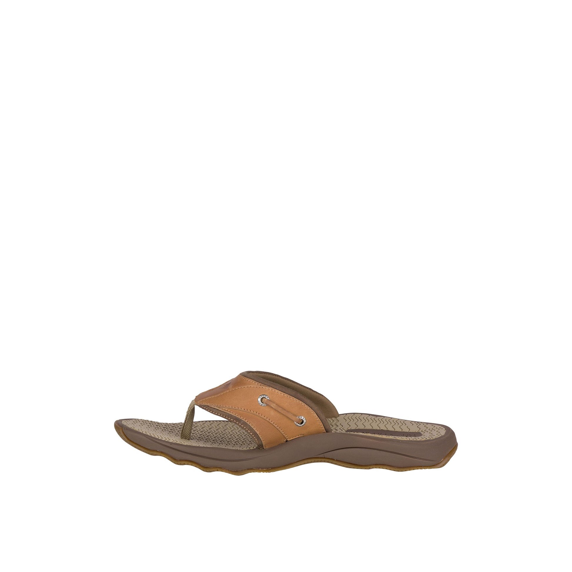 Side view of Medium Beige Outbanks Sandal Flip Flop Thong Sandals