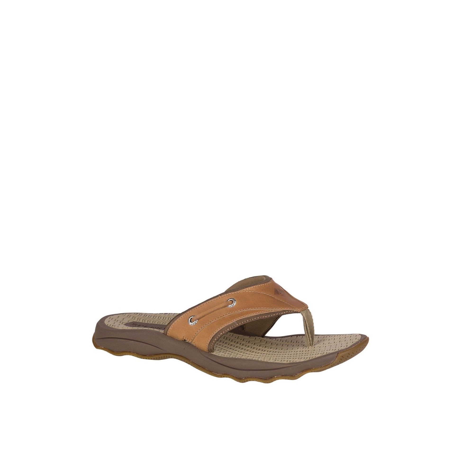 Three-quarter angle of Medium Beige Outbanks Sandal Flip Flop Thong Sandals's front side