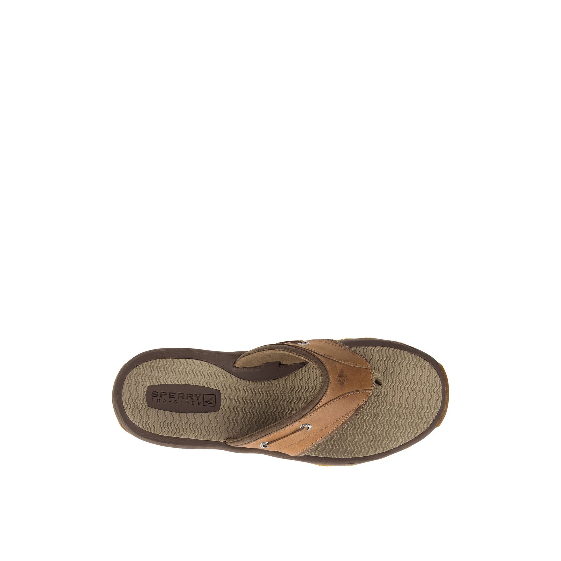 Top-down view of the Medium Beige Outbanks Sandal Flip Flop Thong Sandals
