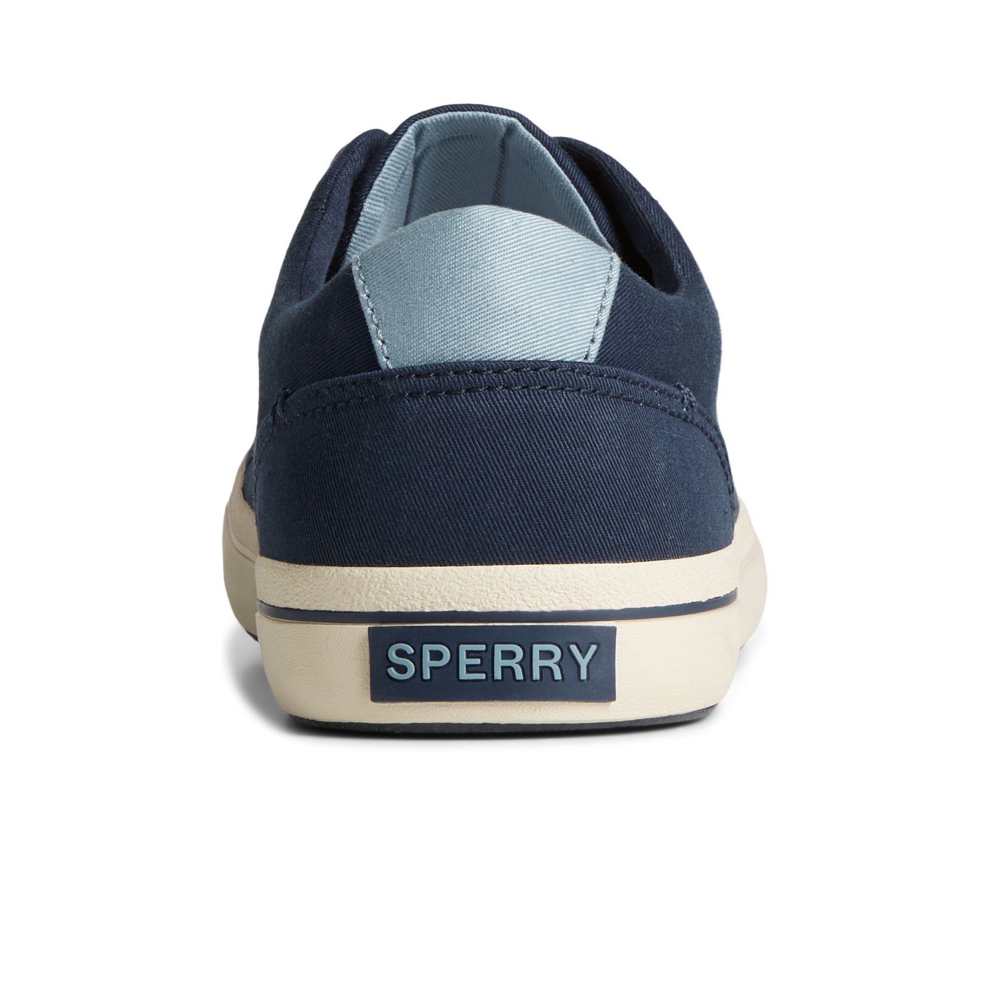Close-up of the Navy SeaCycled™ Striper II Textile Sneaker Vulcanized Sneaker