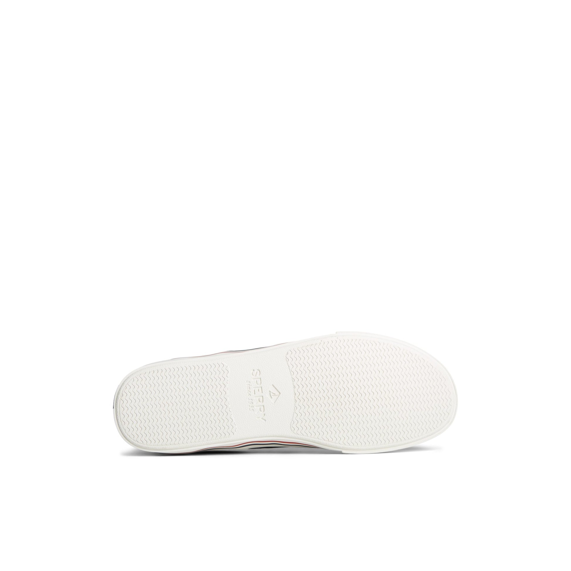 View of Navy Striper II Nautical Slip On Sneaker Vulcanized Slip-on Sneaker's sole