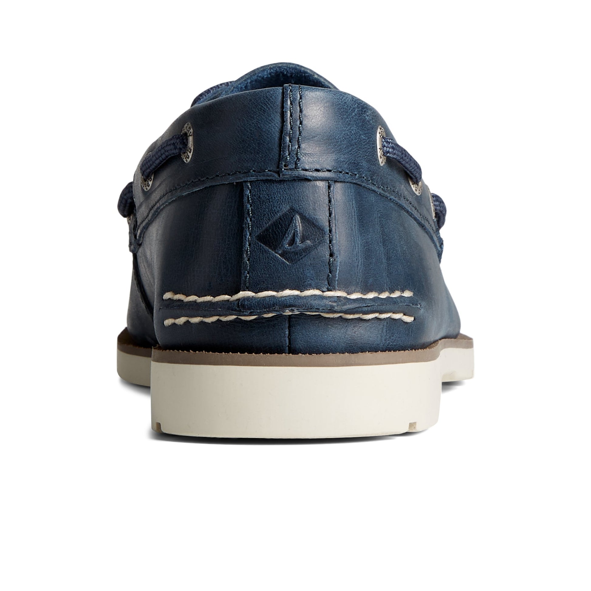 Close-up of the Navy Leeward Two-Tone Boat Shoe Boat Shoes