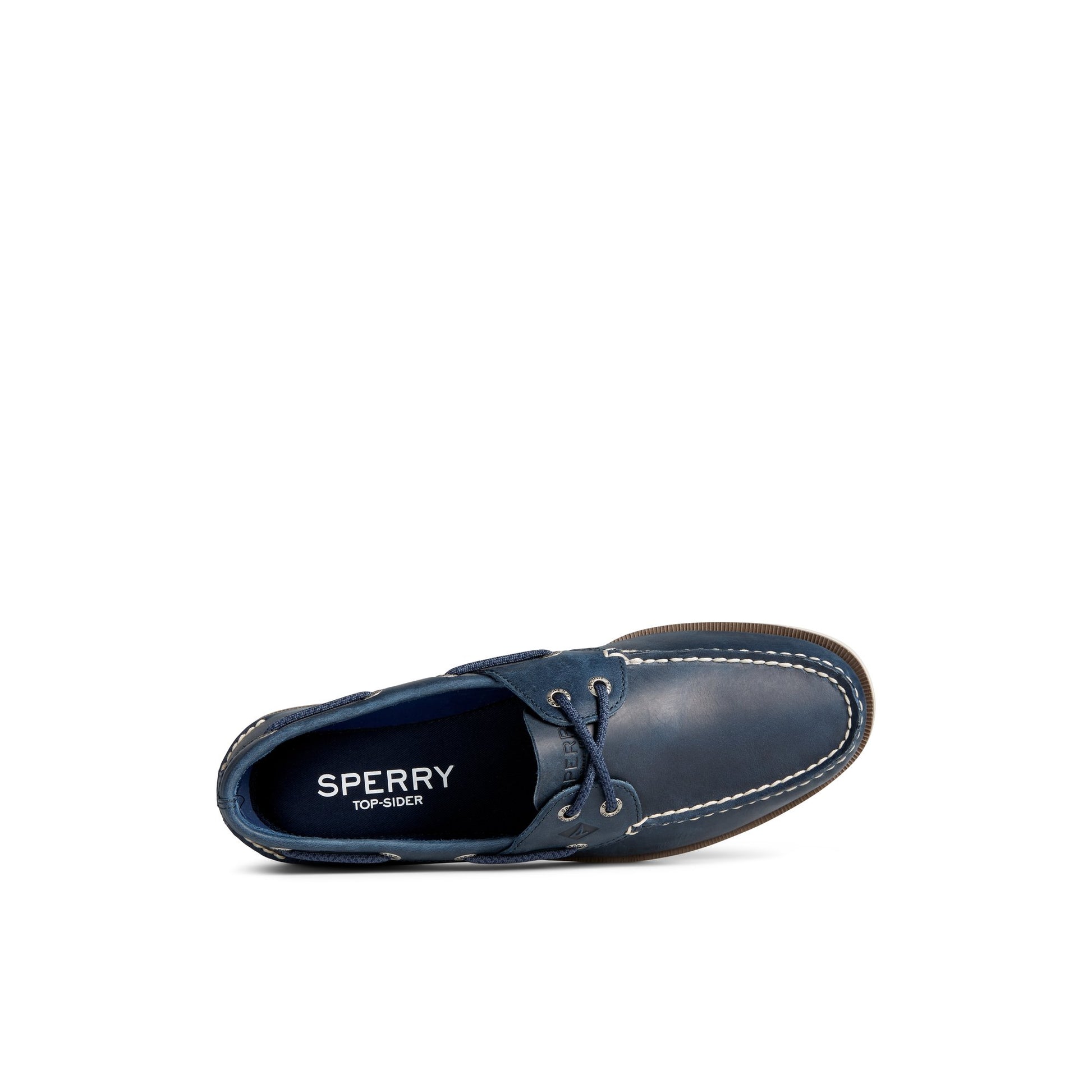 Top-down view of the Navy Leeward Two-Tone Boat Shoe Boat Shoes
