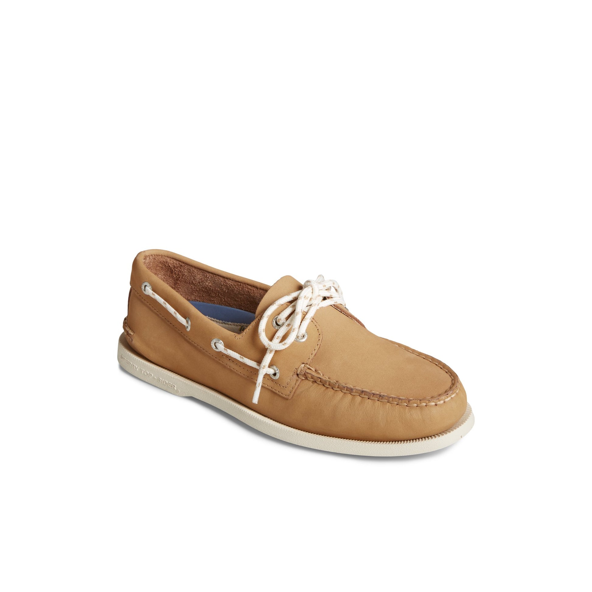 Three-quarter angle of Medium Beige Authentic Original™ Nautical Nubuck Boat Shoe Boat Shoes's front side