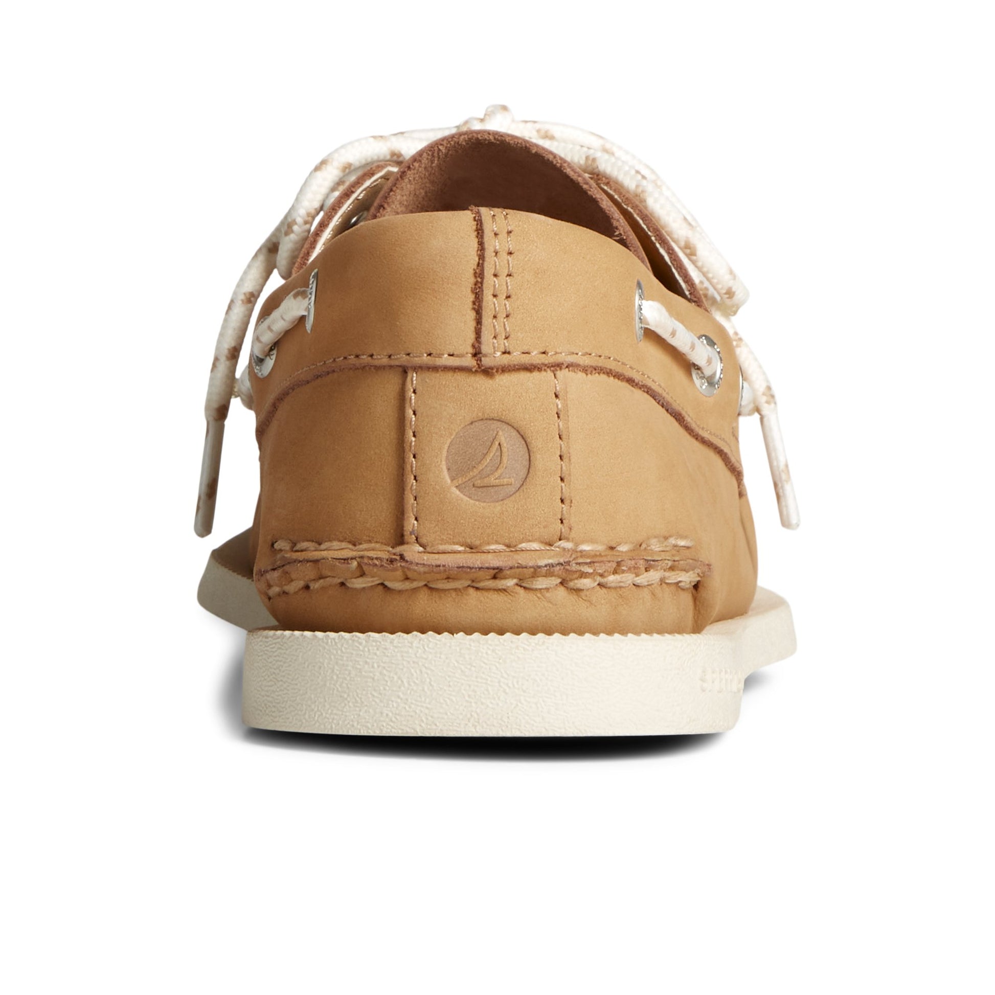 Close-up of the Medium Beige Authentic Original™ Nautical Nubuck Boat Shoe Boat Shoes