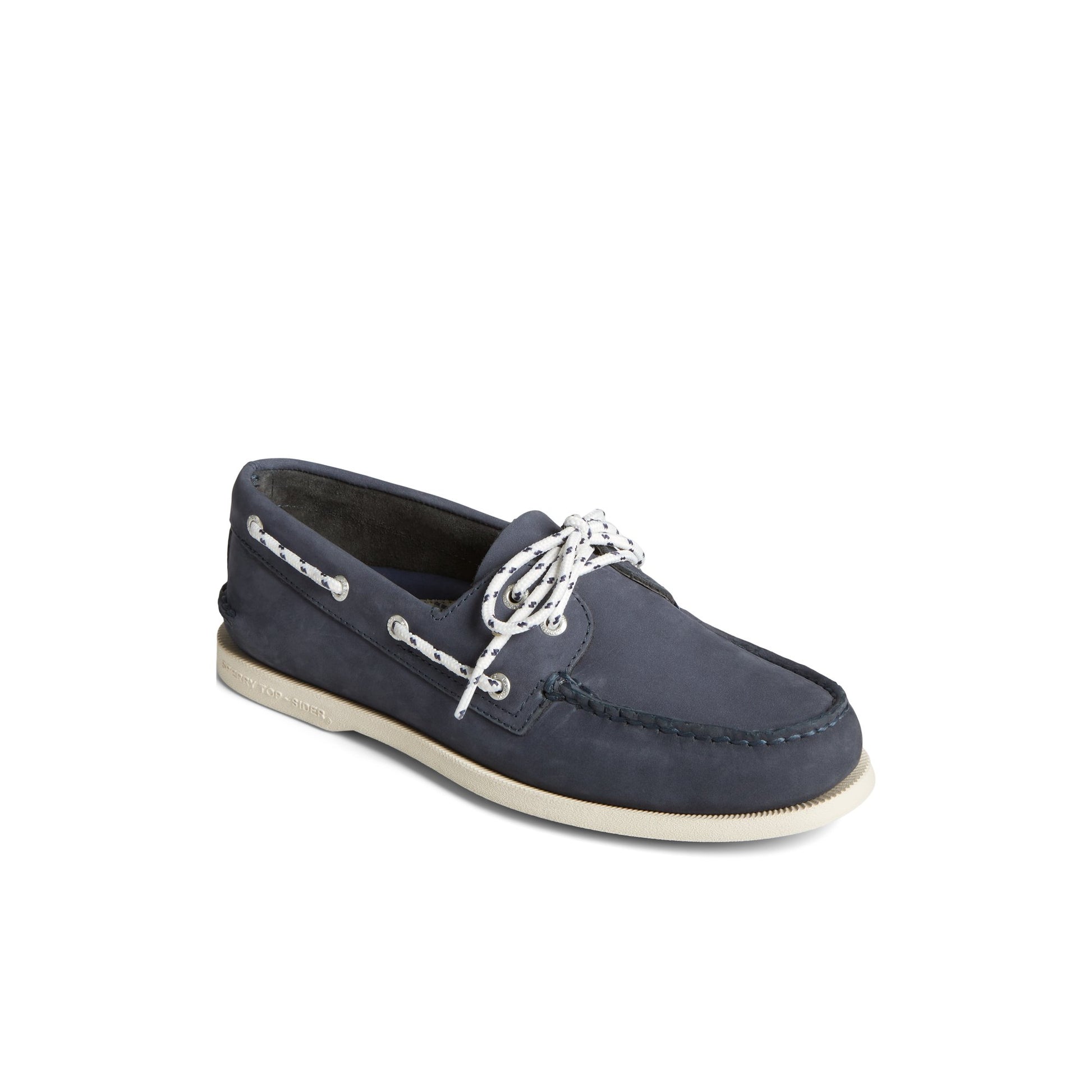 Three-quarter angle of Navy Authentic Original™ Nautical Nubuck Boat Shoe Boat Shoes's front side