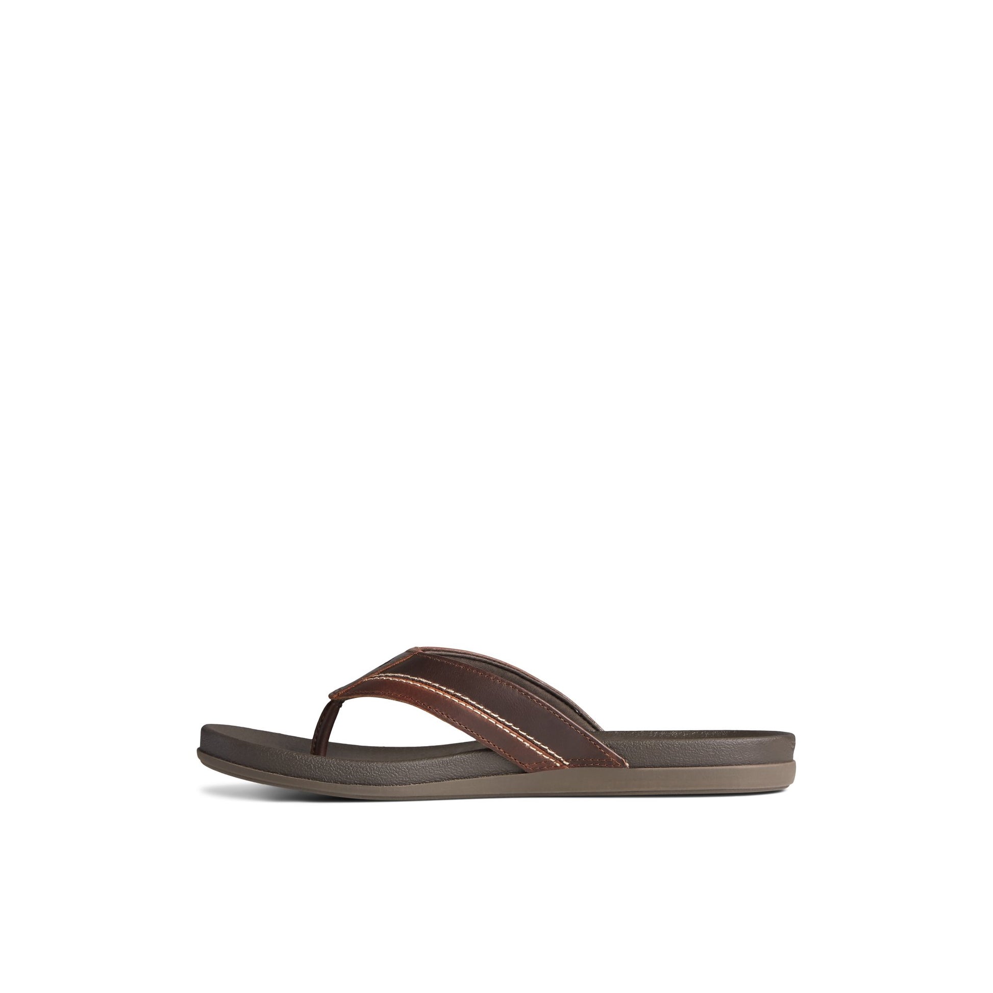 Side view of Brown PLUSHWAVE™ Dock Flip Flop Flip Flop Thong Sandals